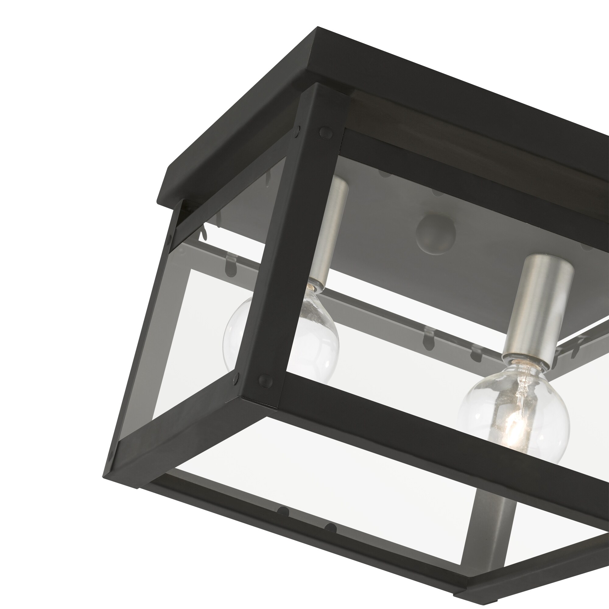Milford 8" Black and Brushed Nickel Glass Flush Mount