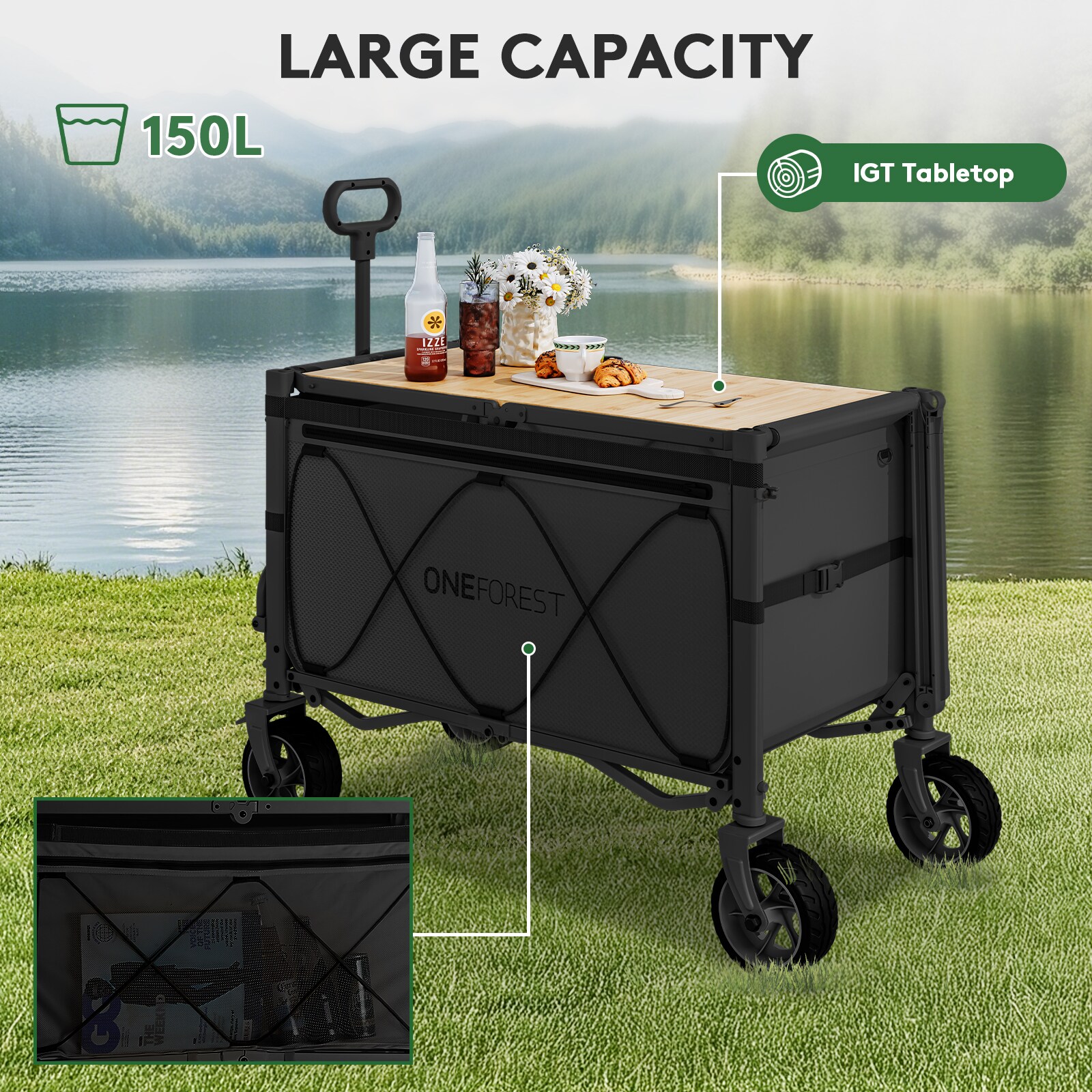 JEAREY 5.3-cu ft Cast iron Folding Yard Cart
