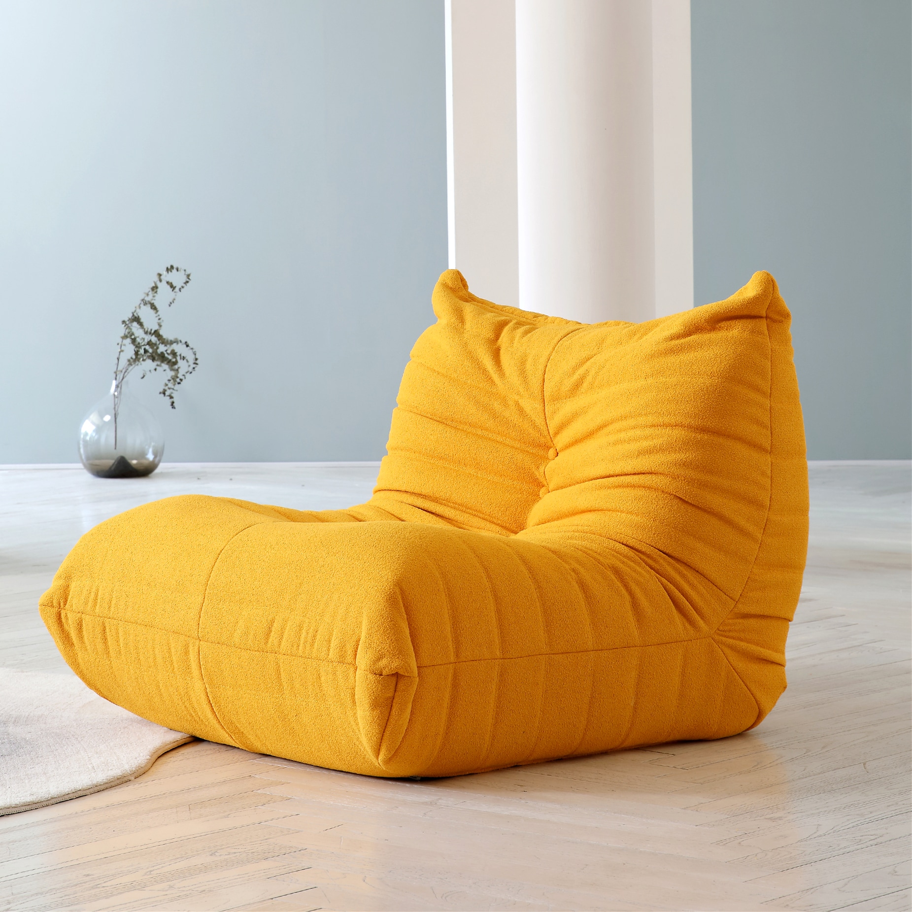 BuotiqHom DH-S1-117YE 45-in Casual Yellow Velvet 1 -seater Sofa