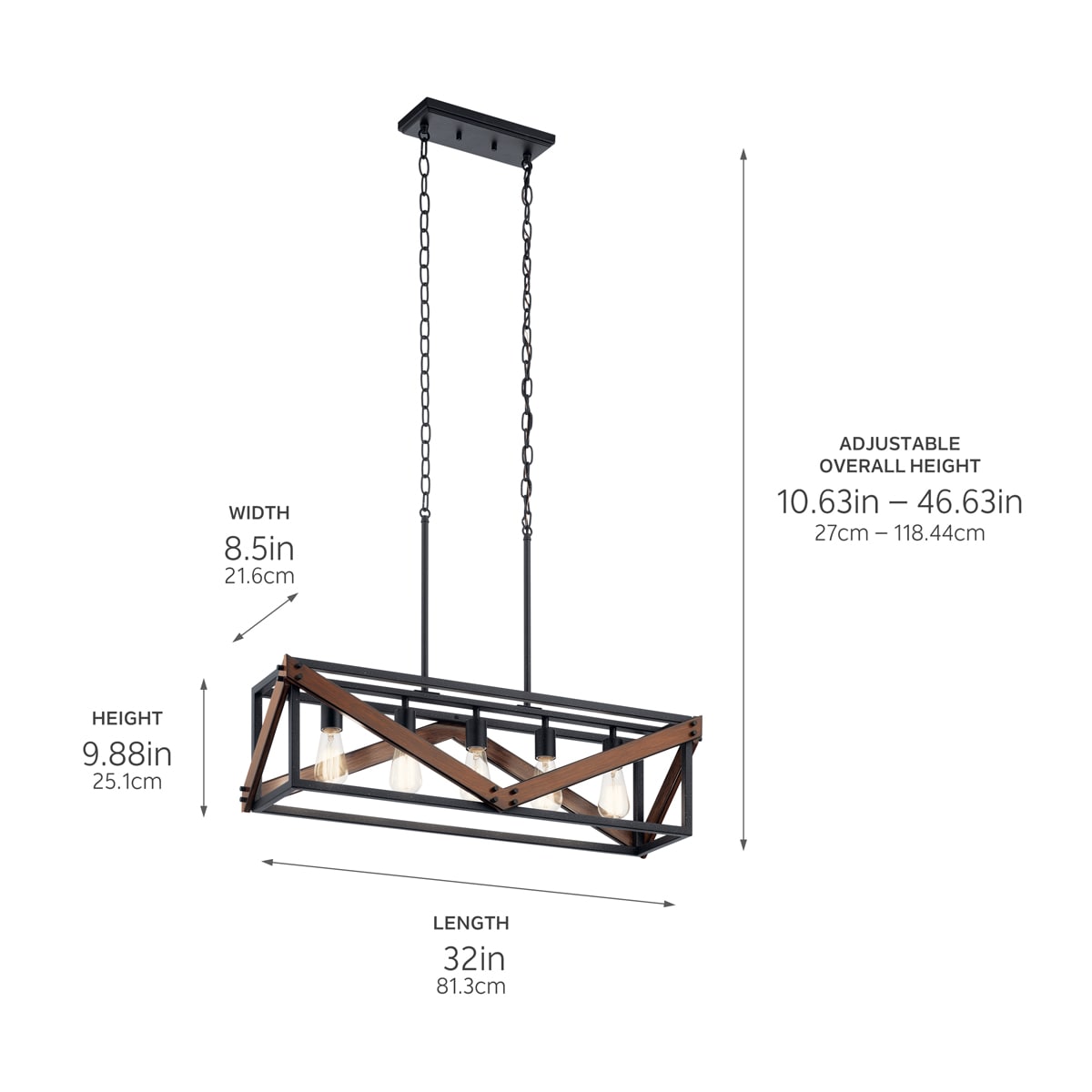 Kichler barrington 5 light linear deals pendant