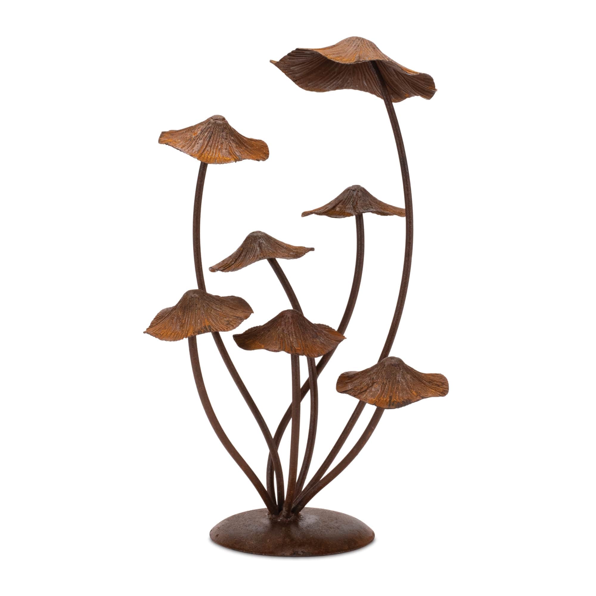 Melrose International Bronze Metal Mushroom Garden Accent 17 inH