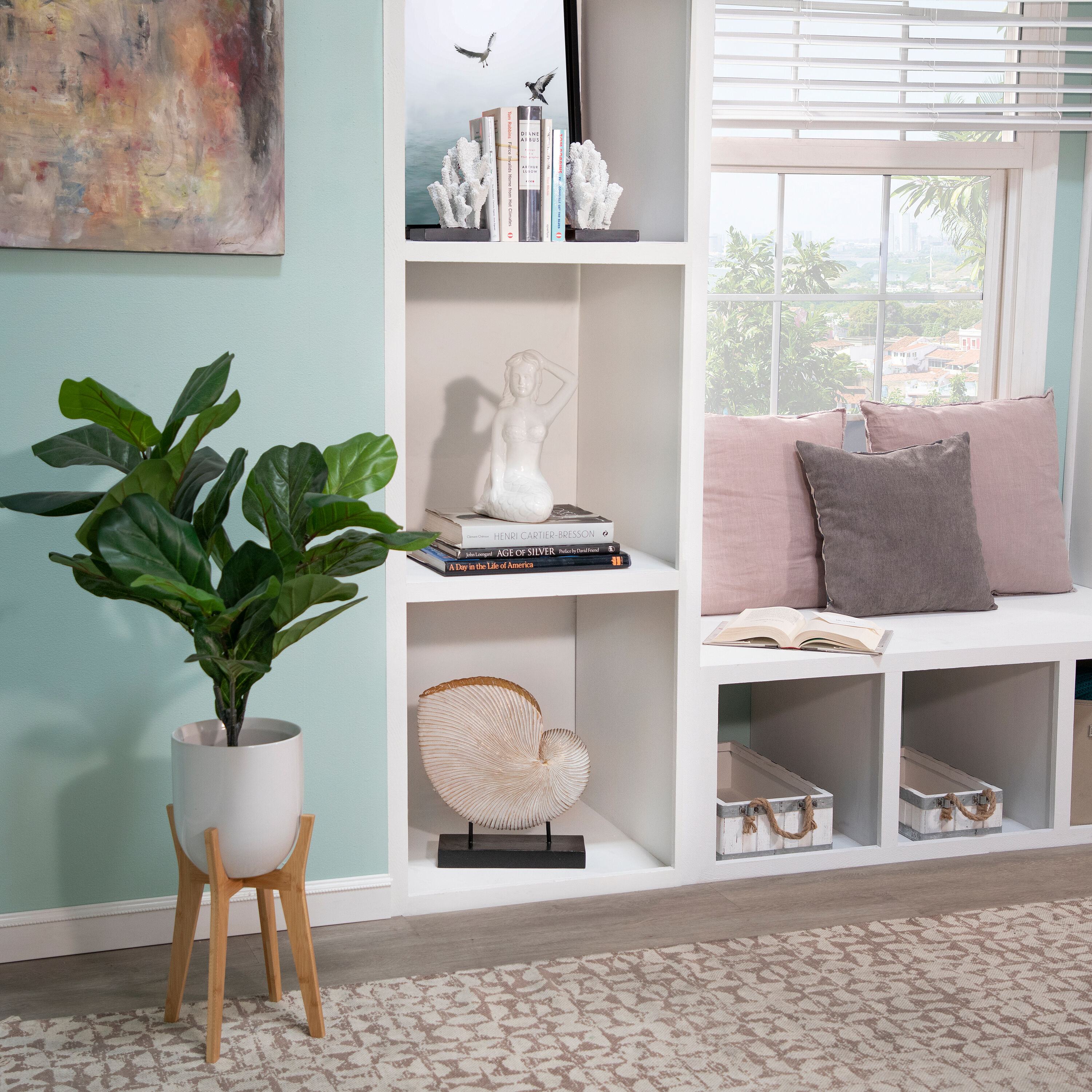 Sagebrook Home 15037 Round 8.0-Inches W Small White Ceramic Indoor/Outdoor Planter