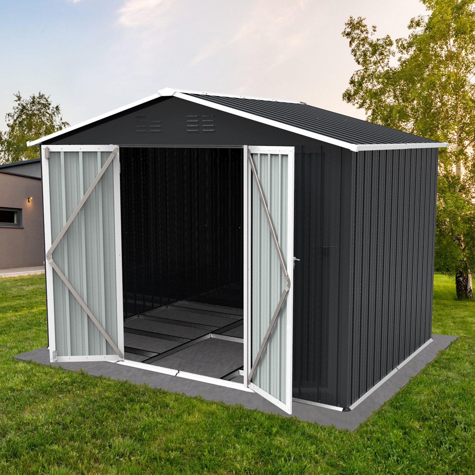 WELLFOR Vinyl-coated Steel Storage Shed in the Metal Storage Sheds ...