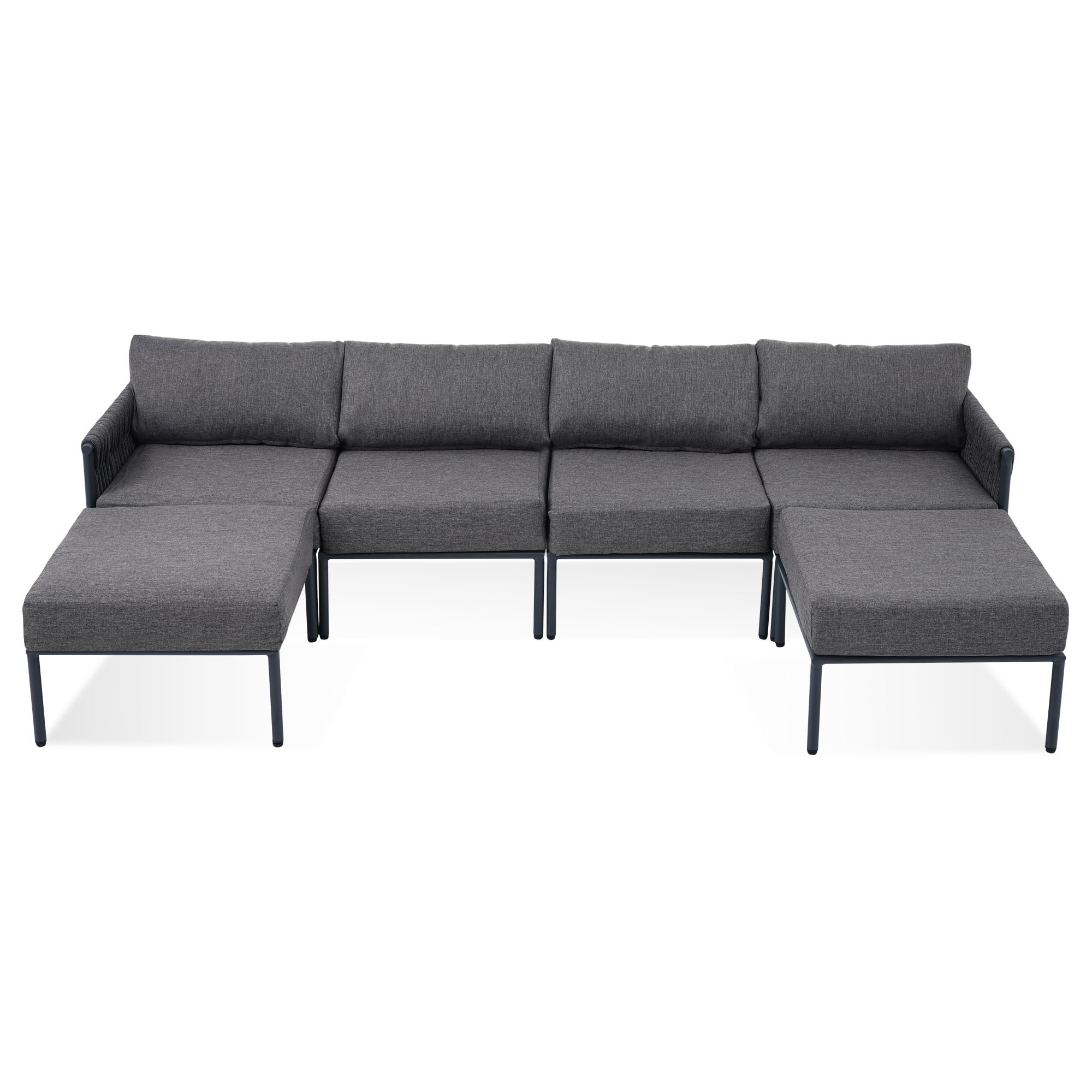 Nestfair AUGO1226E Patio Furniture Sets Outdoor Sectional with Gray Cushions and Aluminum Frame