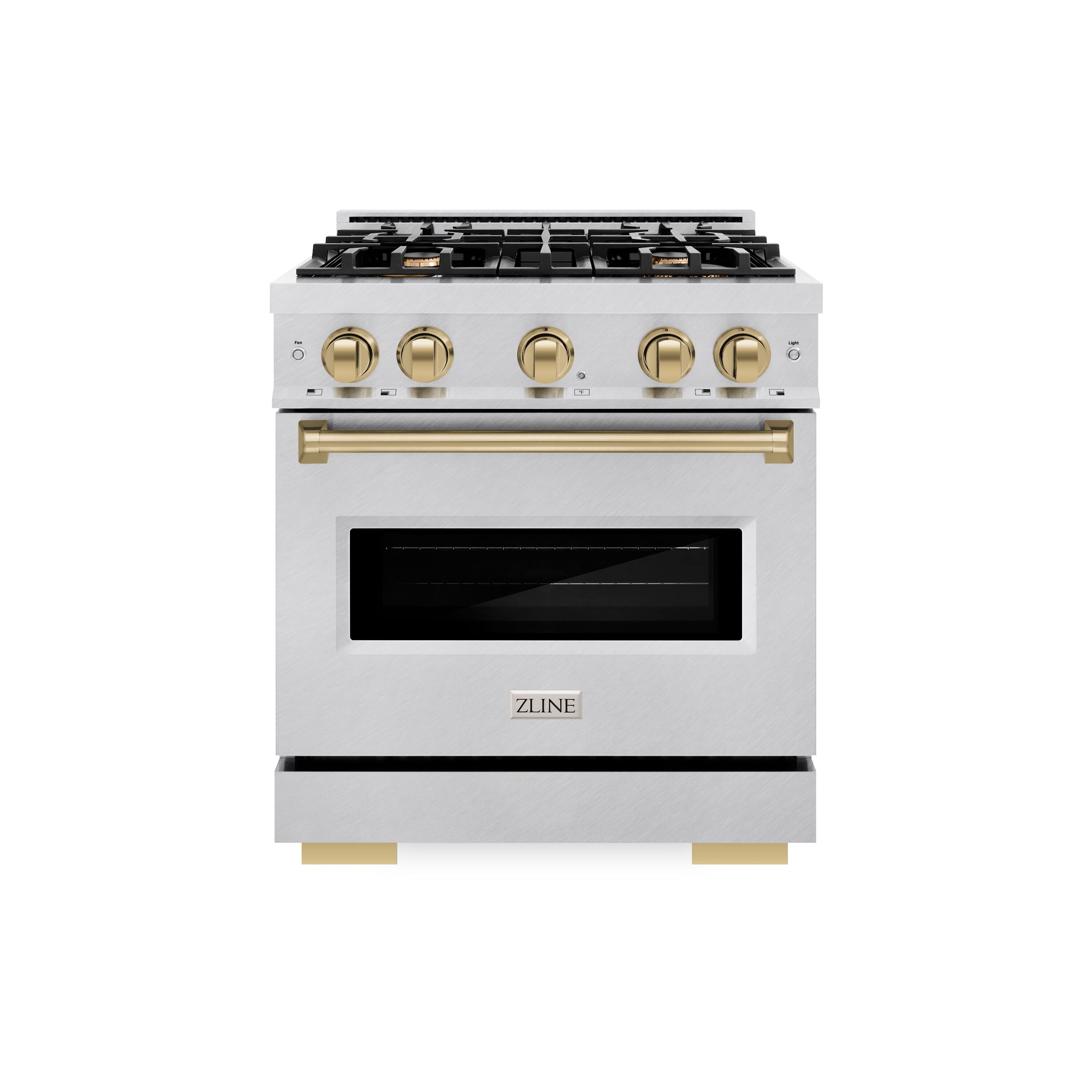 ZLINE KITCHEN & BATH CDRSZ-30-CB Classic 30-in Standard 4 burners Convection Oven Freestanding Dual Fuel Range ( Satin Stainless Steel, Champagne Bronze Accents )
