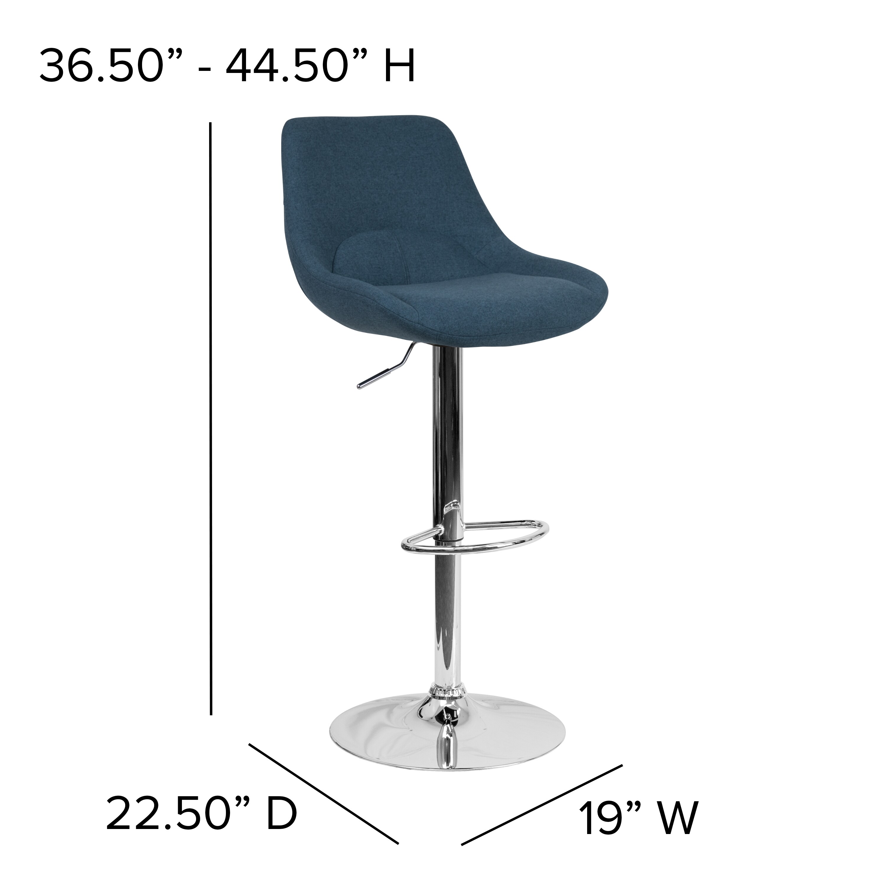 Flash Furniture Blue Fabric 33.5-in H Counter height Swivel Metal Bar ...