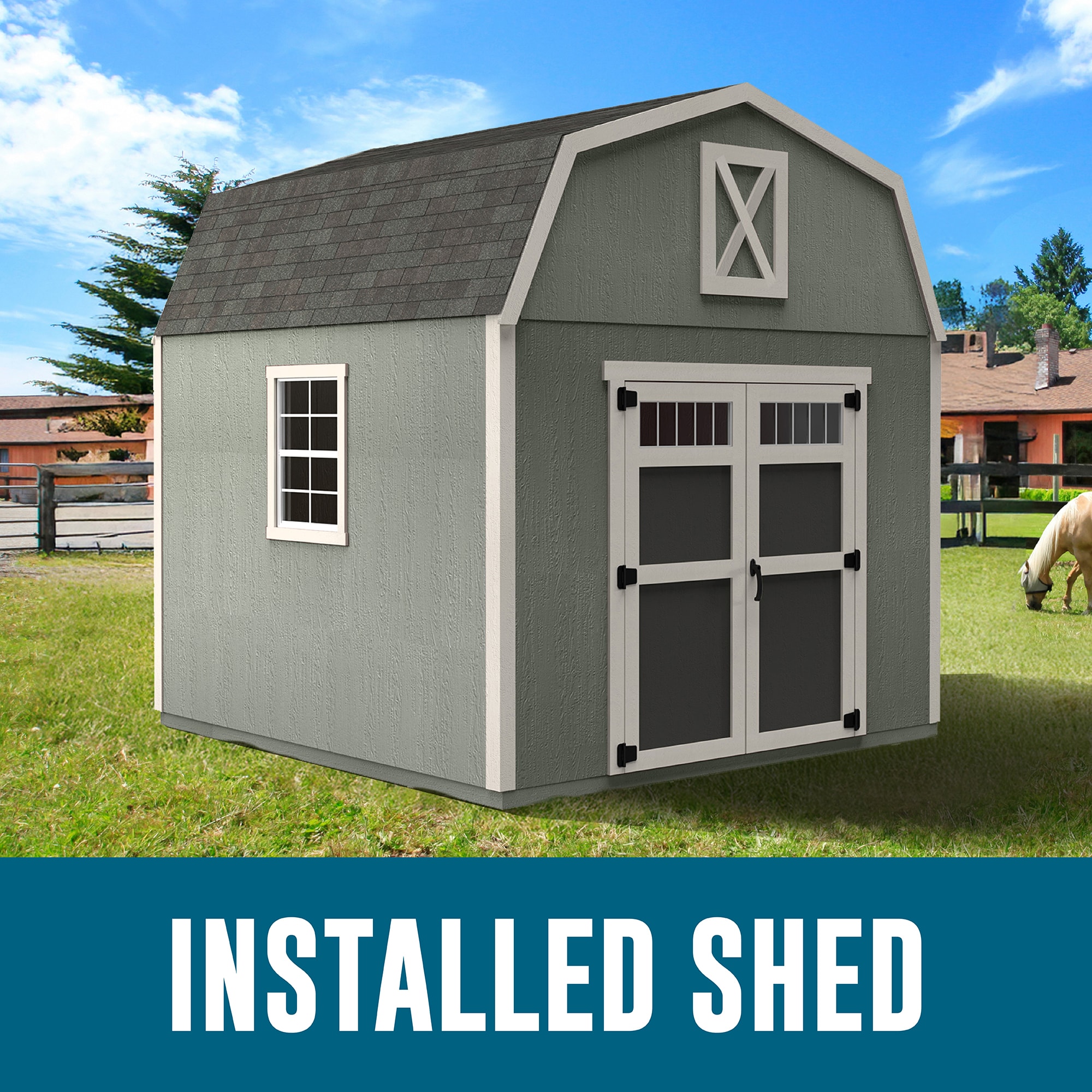 Heartland Silverton 10-ft x 10-ft Gambrel Style Wood Outdoor Storage Shed with 2 Windows 1 Doors (Installation Included) #63451-2