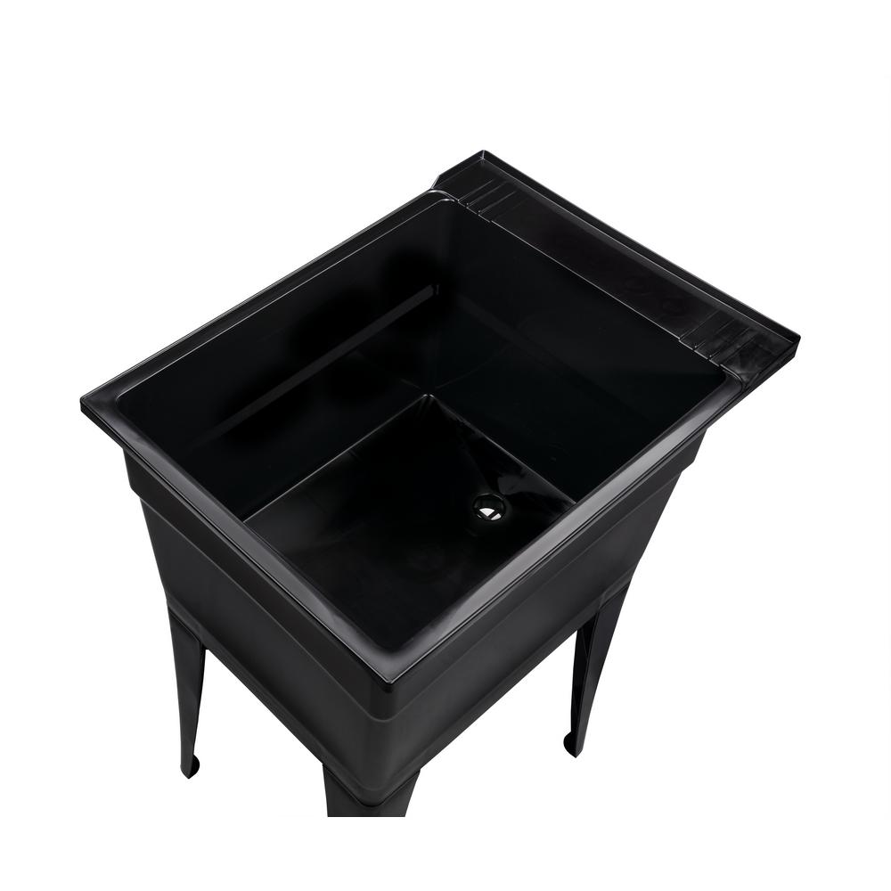 RuggedTub 18-in x 24.5-in 1-Basin Black Freestanding Utility Tub