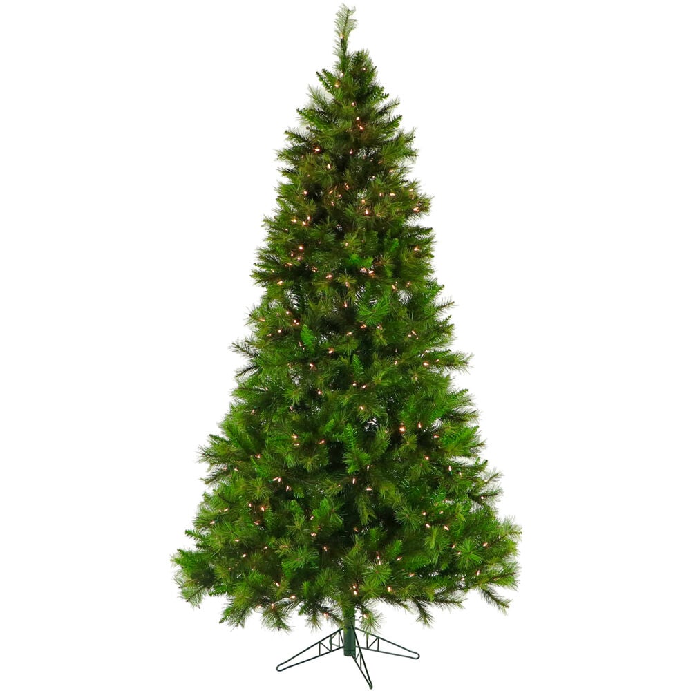 7.5-Foot Pre-Lit Green Pine Artificial Christmas Tree with White Lights