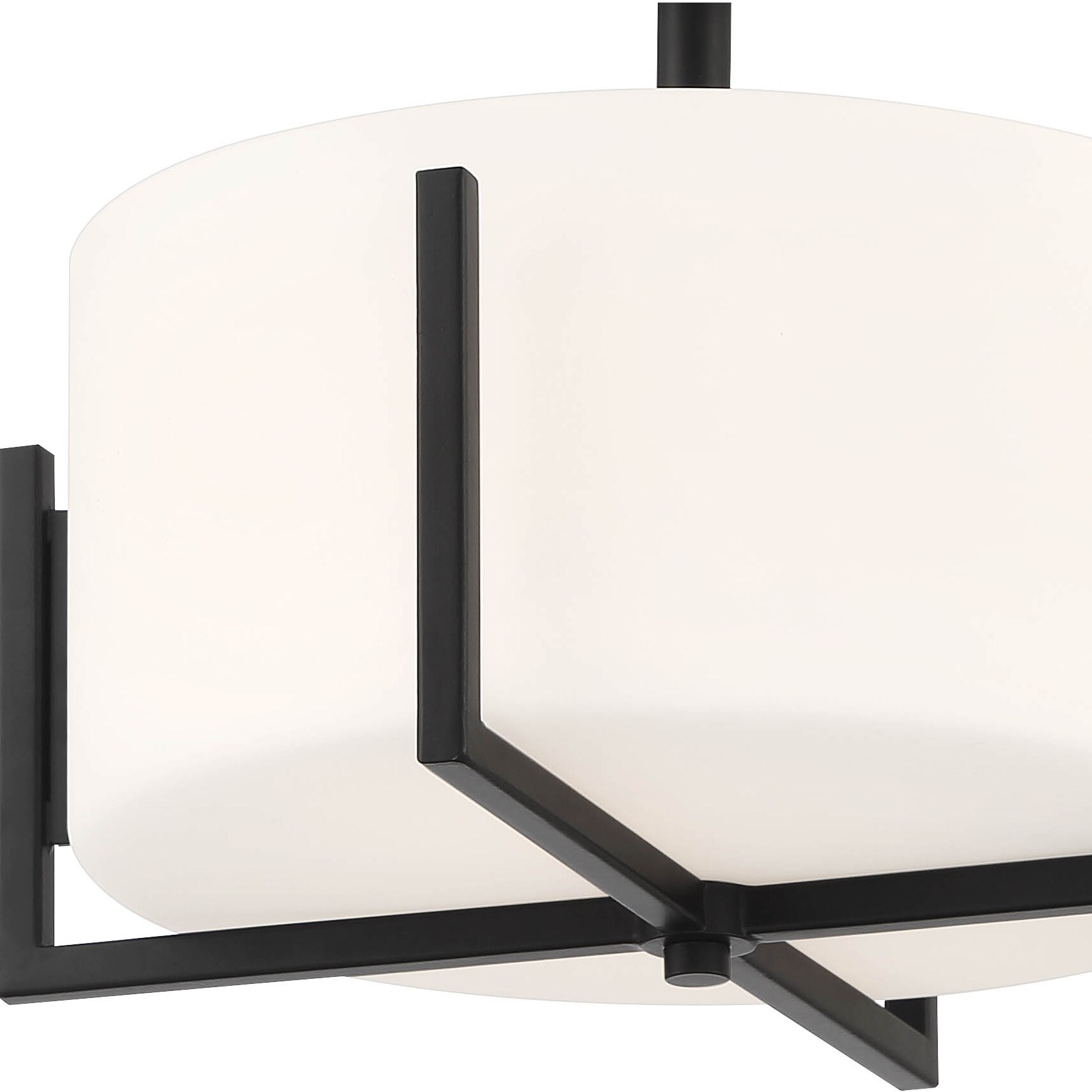 Cambria Modern Matte Black Semi-Flush Mount with Etched Opal Glass