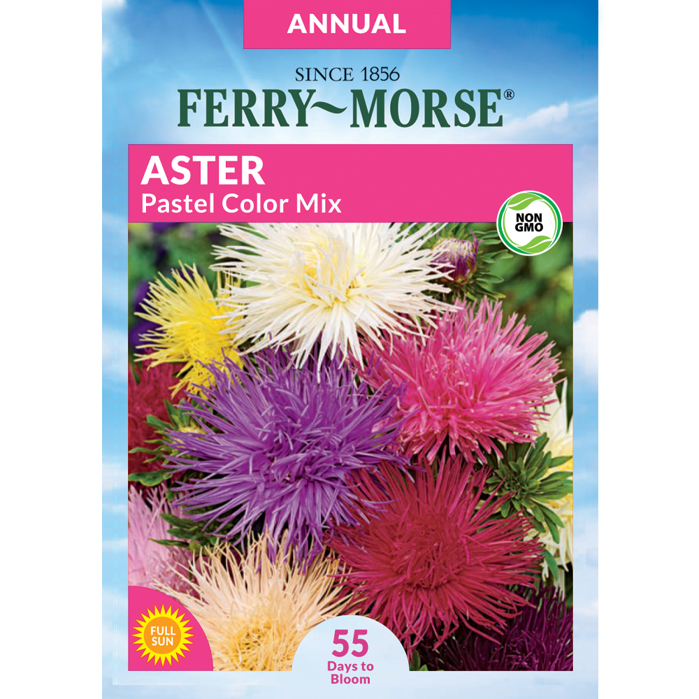Ferry-Morse 463962.1220.199.9086 Aster Pastel Color Mix Flower Seeds 0.3-Gram
