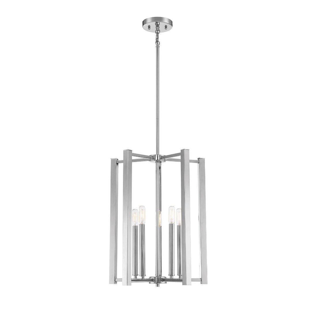  LW-SH640737 5-Light Polished Nickel Transitional Geometric Hanging Pendant Light