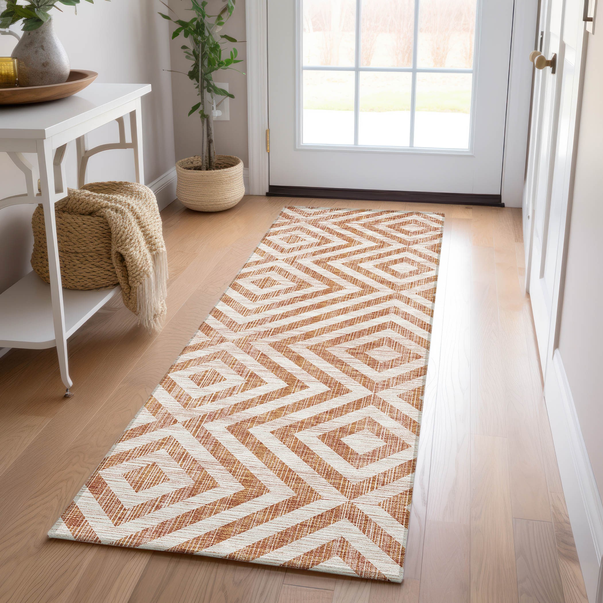 Addison Rugs ACN733TR2X8 Chantille ACN733TR 2 x 7 (ft) Polyester Terracotta Rectangular Indoor/Outdoor Geometric Machine washable Area rug