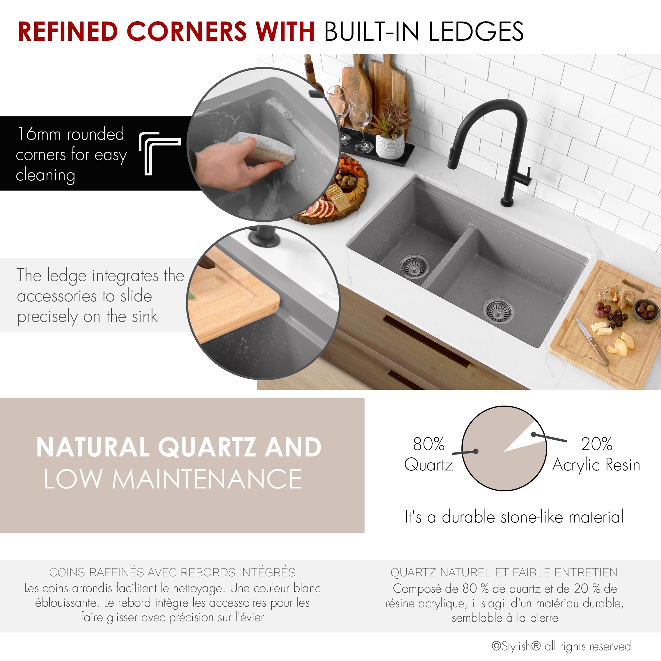 Stylish S-831WL Kitchen-Sinks - View #3