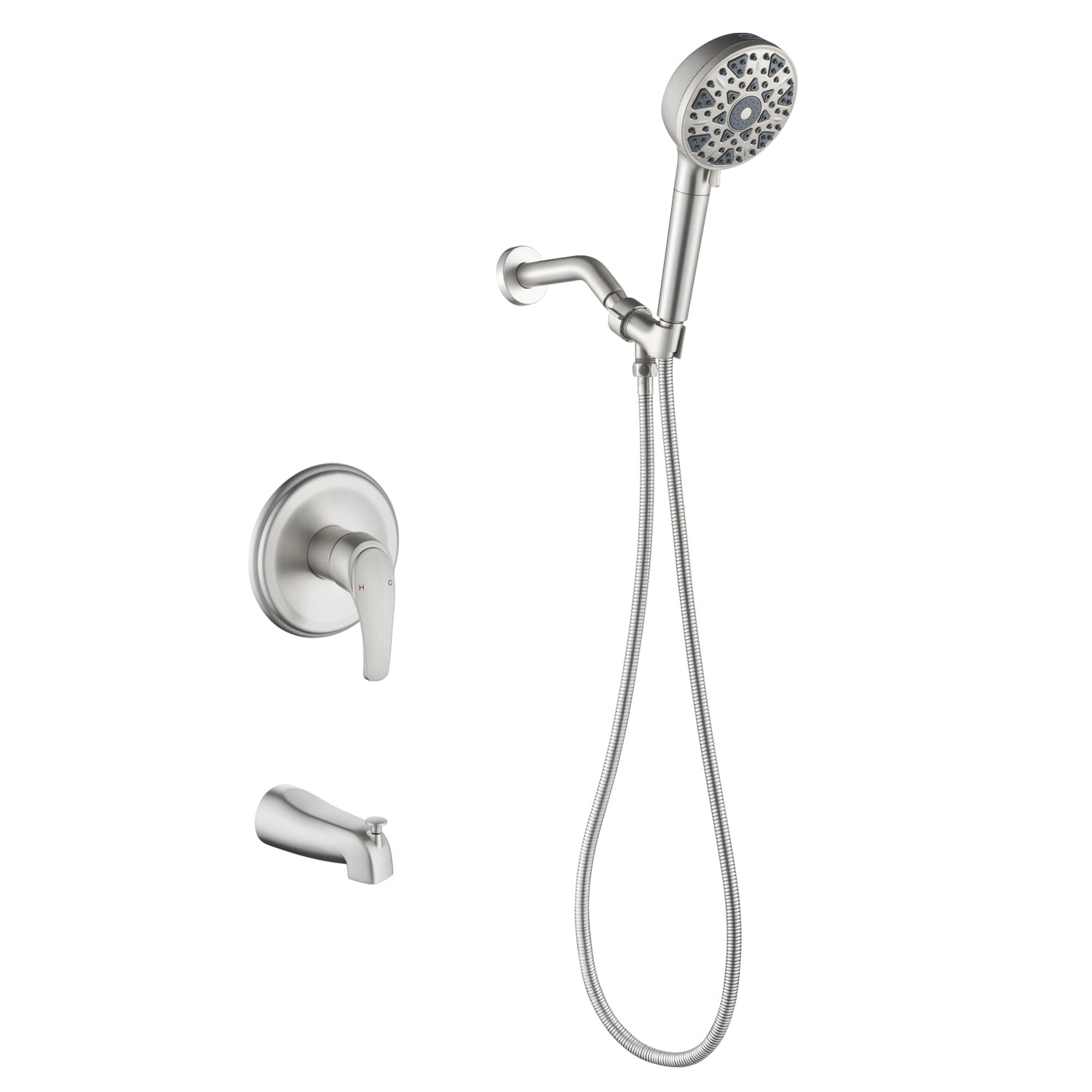 WELLFOR GIG-603MB Brushed Nickel 1-handle Multi-function 4.72-in Round Bathtub and shower Faucet with Valve