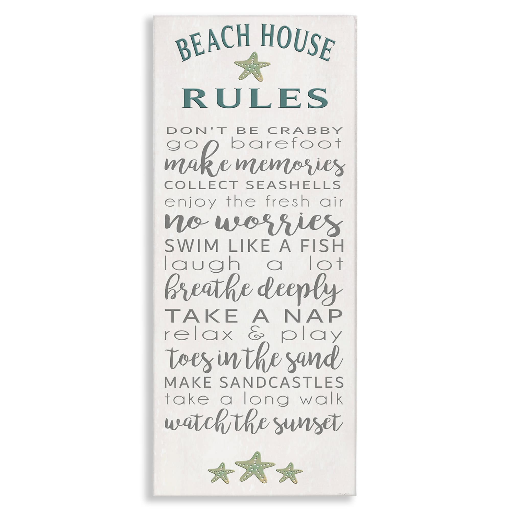 Stupell Industries BT-561-CN-20X48 Fun Recreations Beach Rules Canvas design by Seven Trees Design