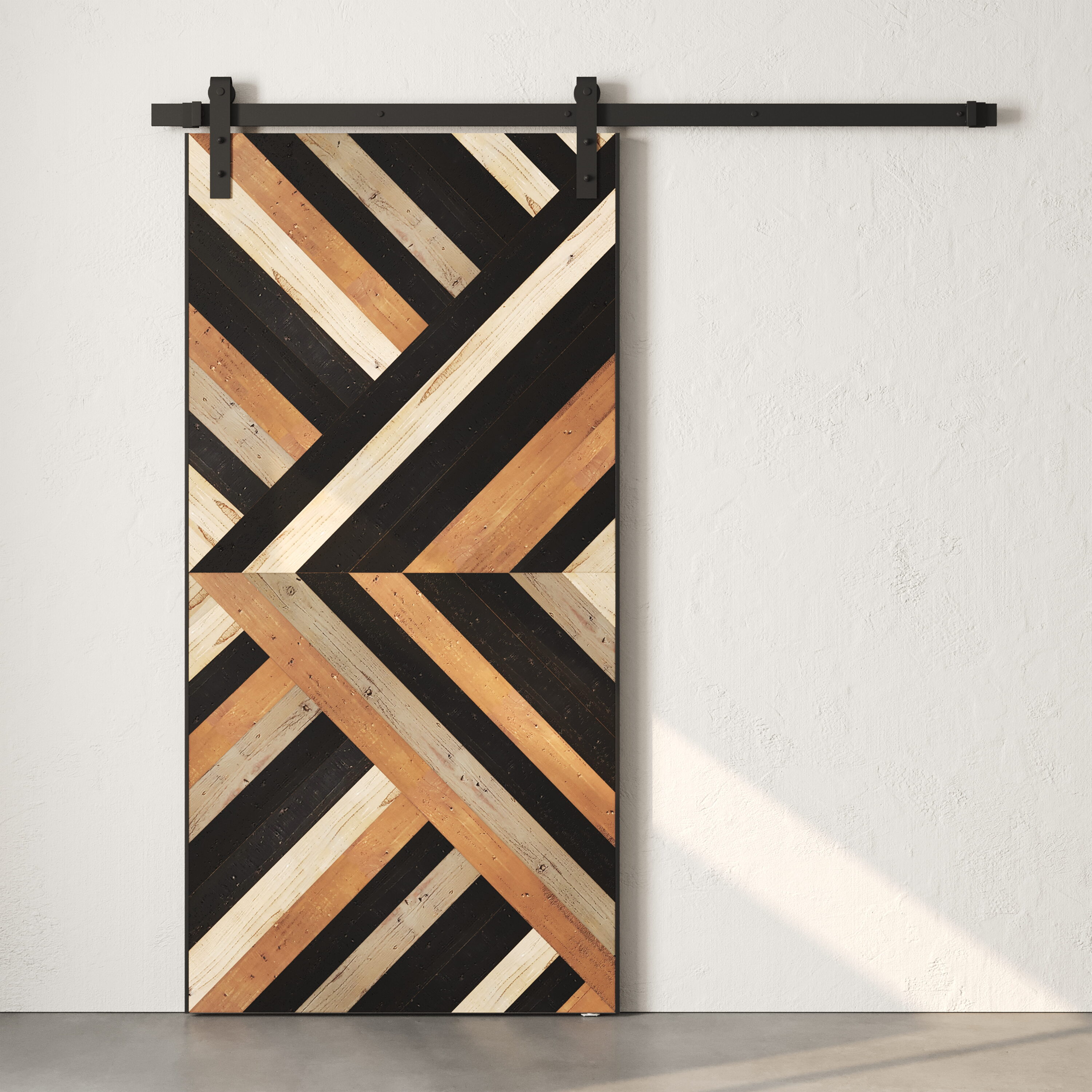 Urban Woodcraft 500L.40BD.BB.RW.ND 40-in x 83-in Nomad Prefinished Non-standard Reclaimed wood Solid core Single Barn Door (Hardware Included)