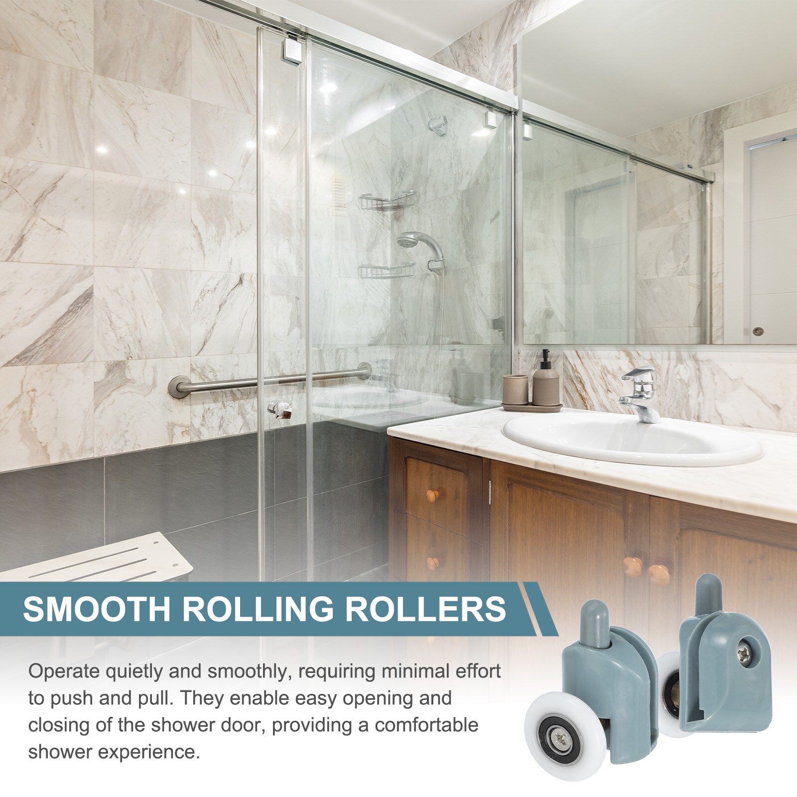 Unique Bargains S25093000UX9298 Tub-Shower-Door-Rollers - View #5