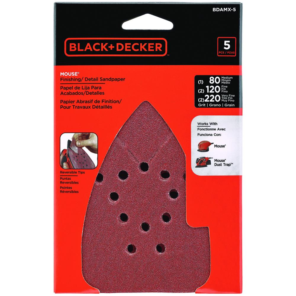 BLACK+DECKER BDEMS600 Mouse Detail Sander with BDAMX Mouse Assorted  Sandpaper, 12-Pack