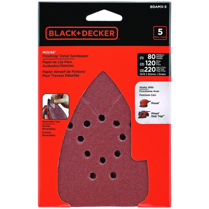 Shop BLACK+DECKER 1.2-Amp Corded Detail Sander with Dust Management &  Multi-grade-Grit Detail Sandpaper 4.25-in W x 6.75-in L 5-Pack at