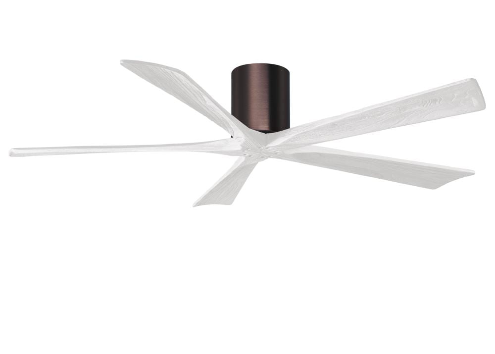 Matthews Fan Company IR5H-BB-MWH-60 Irene-5H 60-in Outdoor Flush Mount Brushed Bronze with Matte White Blades Ceiling Fan Without Light - Remote Included ( 5 -Blade )