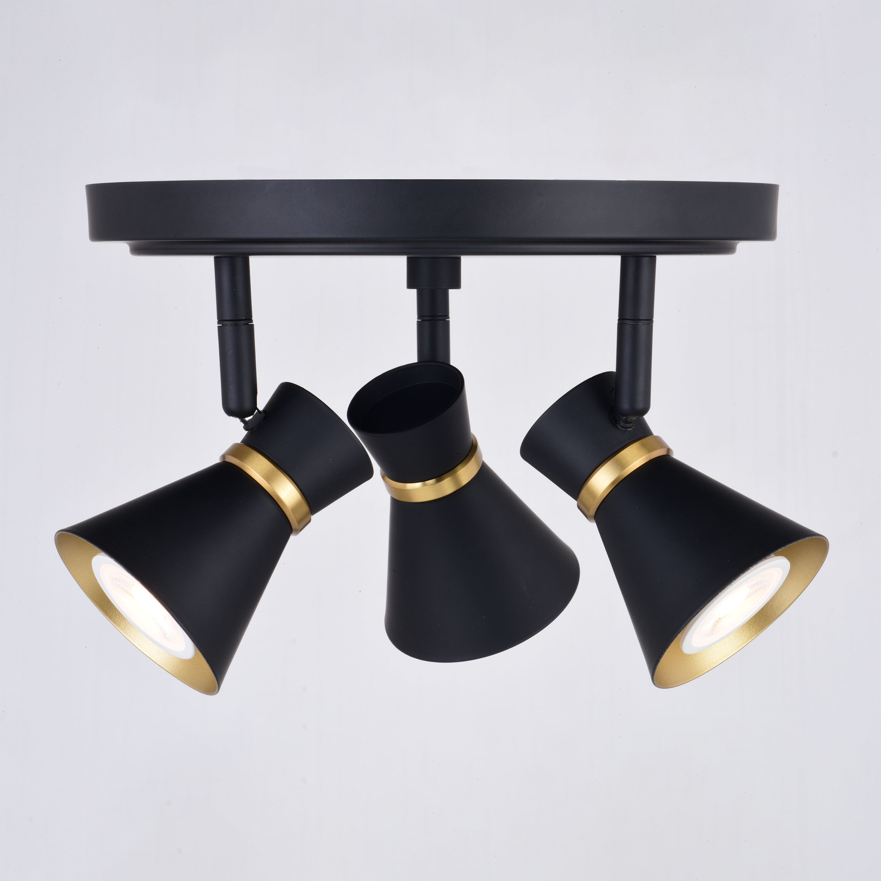 Alto 3-Light Matte Black and Brass LED Ceiling Fixture