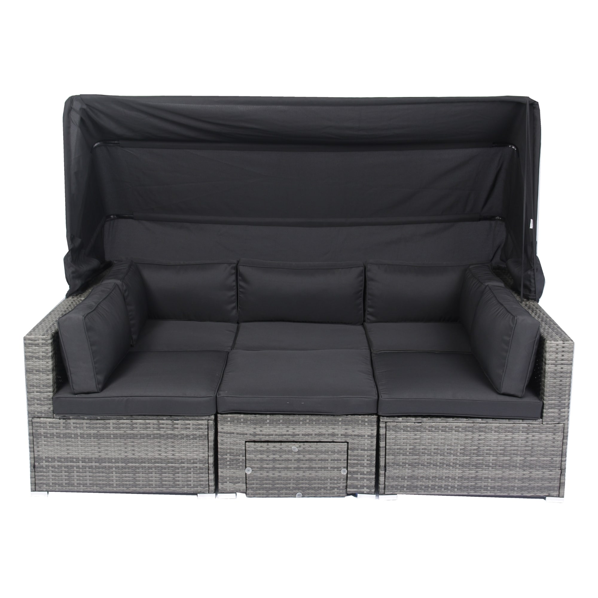 Nestfair HP329S29 Patio Furniture Sets Rattan Outdoor Sectional with Black Cushions and Iron Frame