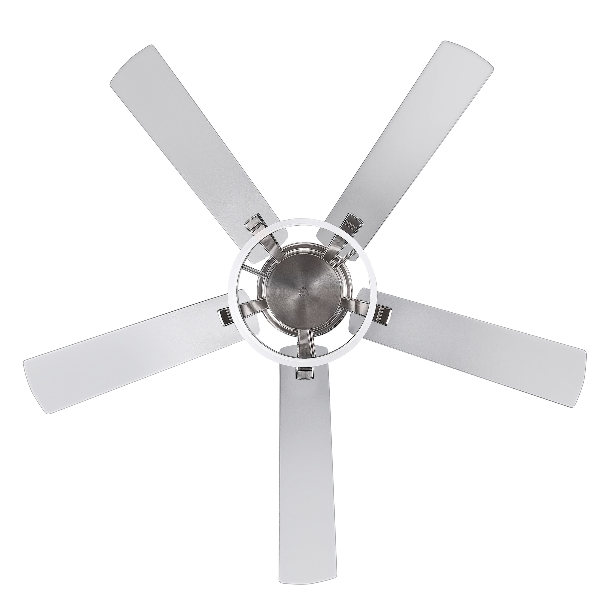 Breezary 52-in Satin Nickle with Silver Blades Integrated LED Indoor ...