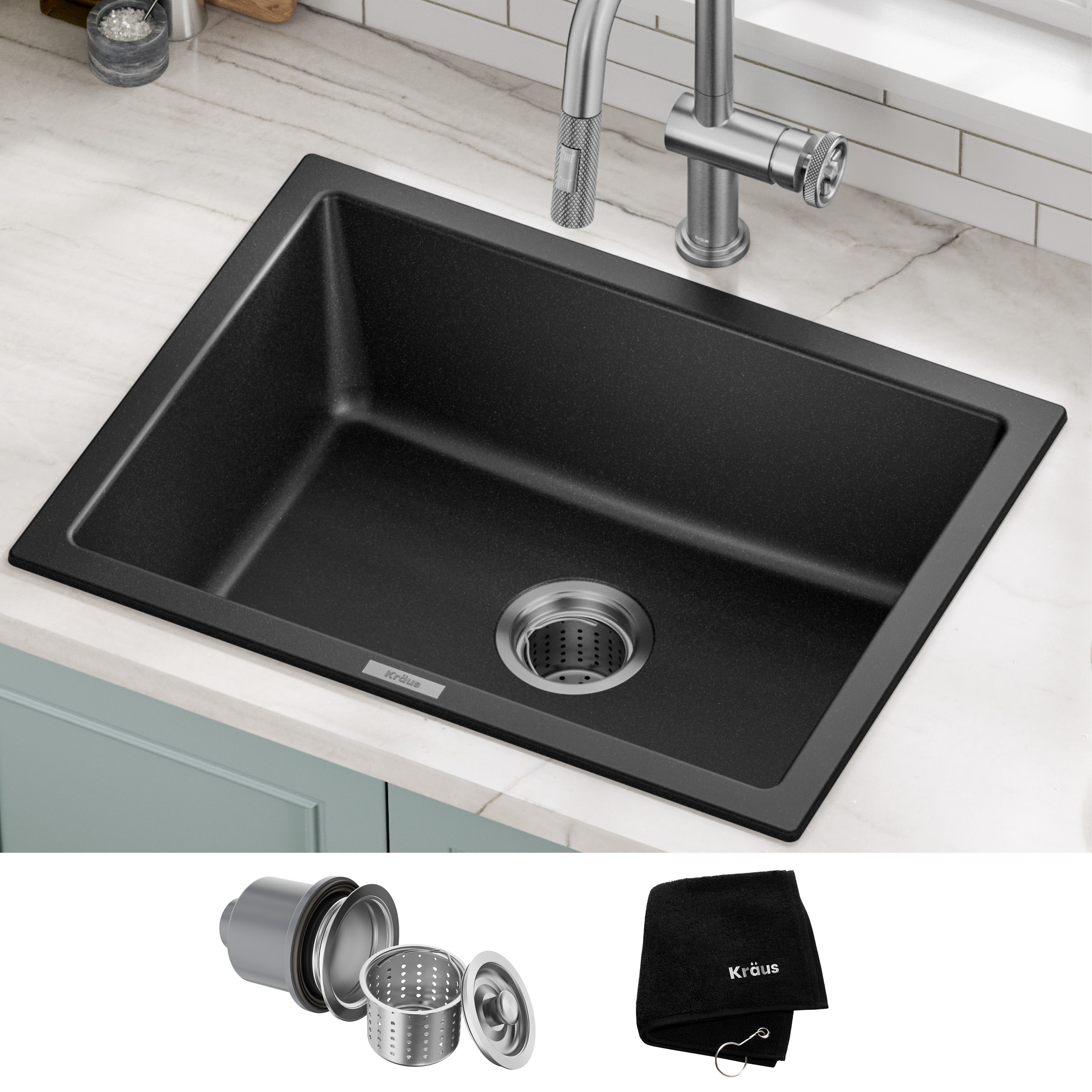 Kraus KGD-410B Drop-in or undermount 24-in x 18-in Granite Single bowl Kitchen Sink