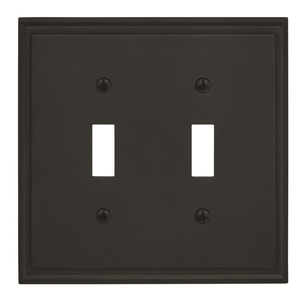 Amerock 2-Gang Standard Size Black Bronze Zinc Indoor Toggle Wall Plate ...