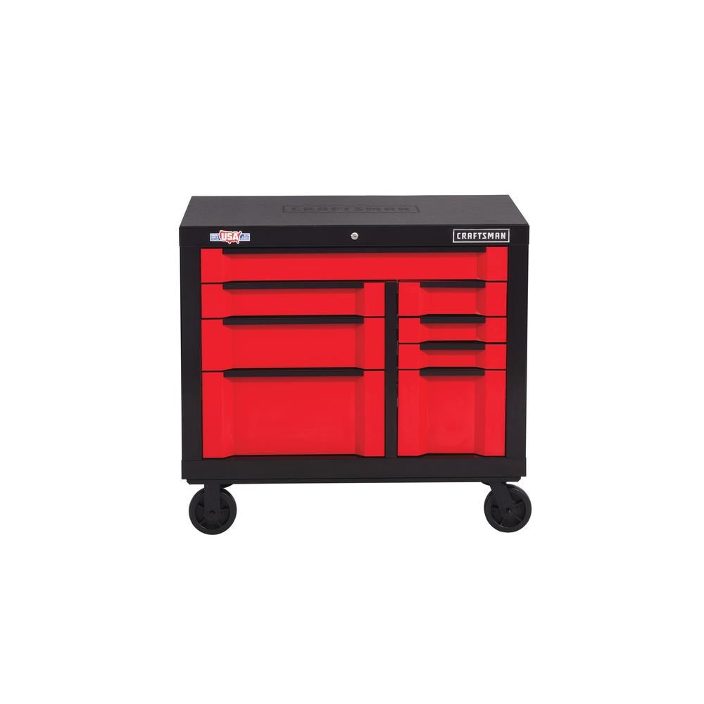 Craftsman 3000 Series 41 In W X 37 In H 8 Drawer Steel Rolling Tool Cabinet Red In The Bottom Tool Cabinets Department At Lowes Com