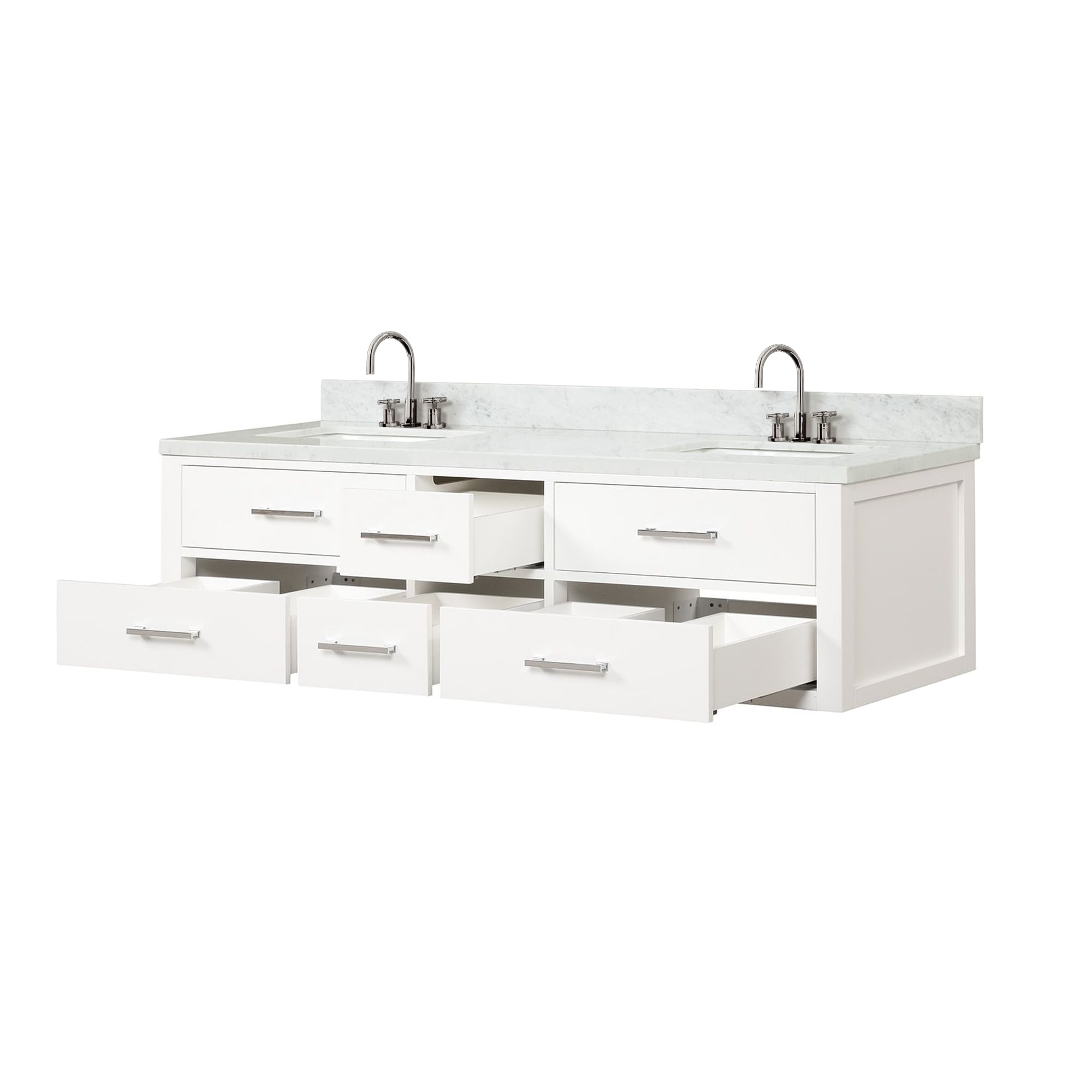 Lexora Southold 72 In White Undermount Double Sink Bathroom Vanity With White Marble Top Faucet