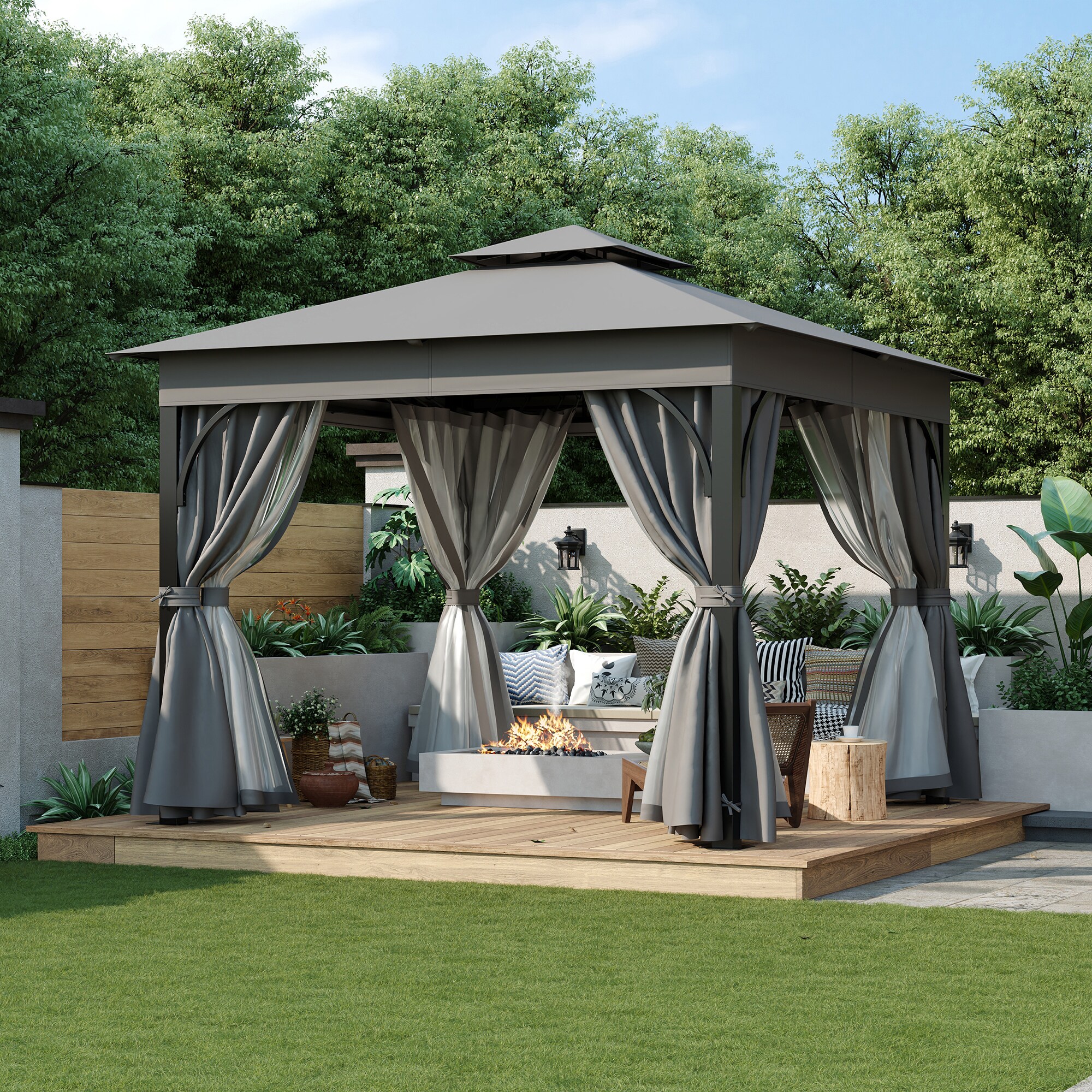 SINOFURN SYA330122GY Wood-Resin-Gazebos - View #12