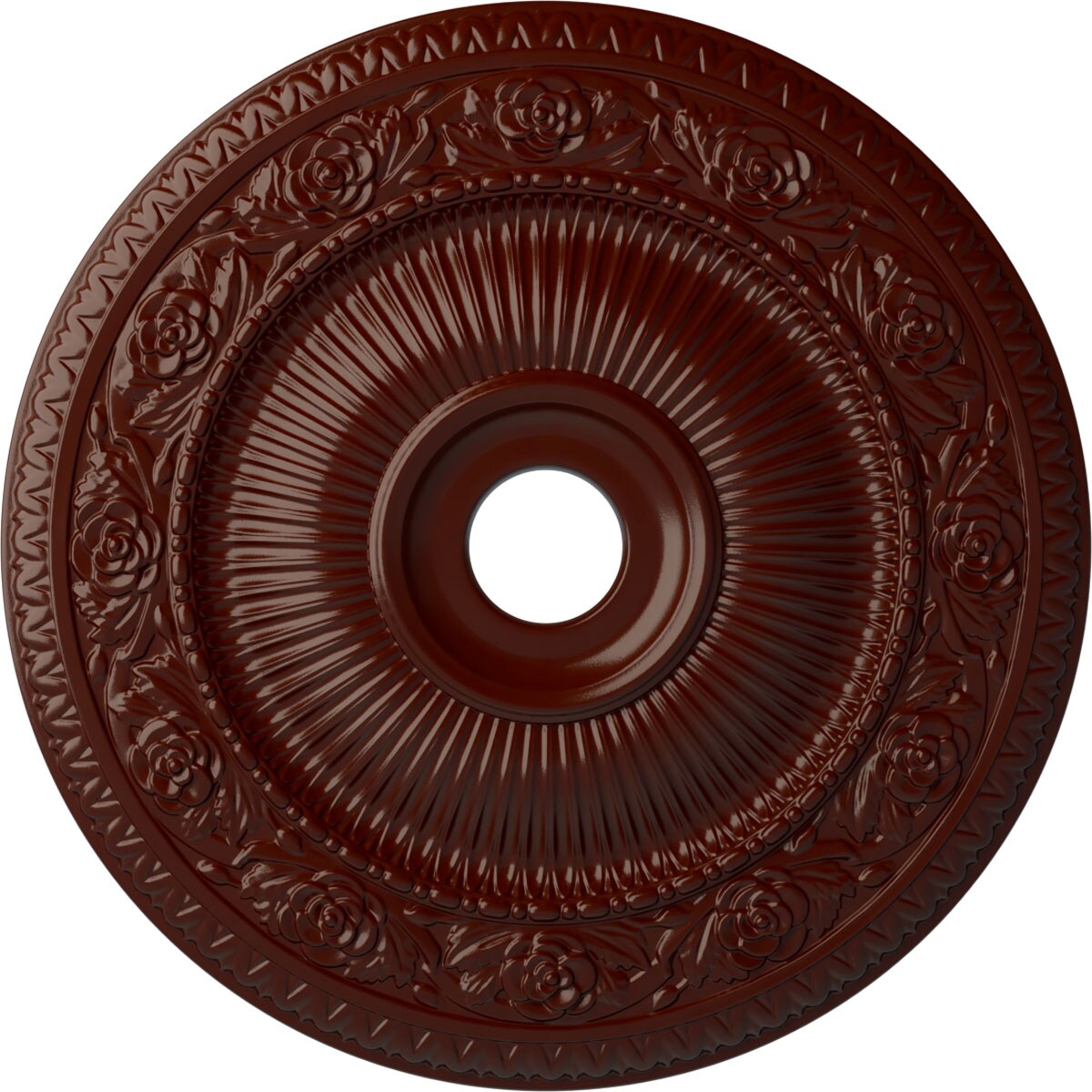 Ekena Millwork CM24LO1BMF Logan 24.25-in W x 24.25-in L Painted Brushed Mahogany Polyurethane Whole Ceiling Medallion