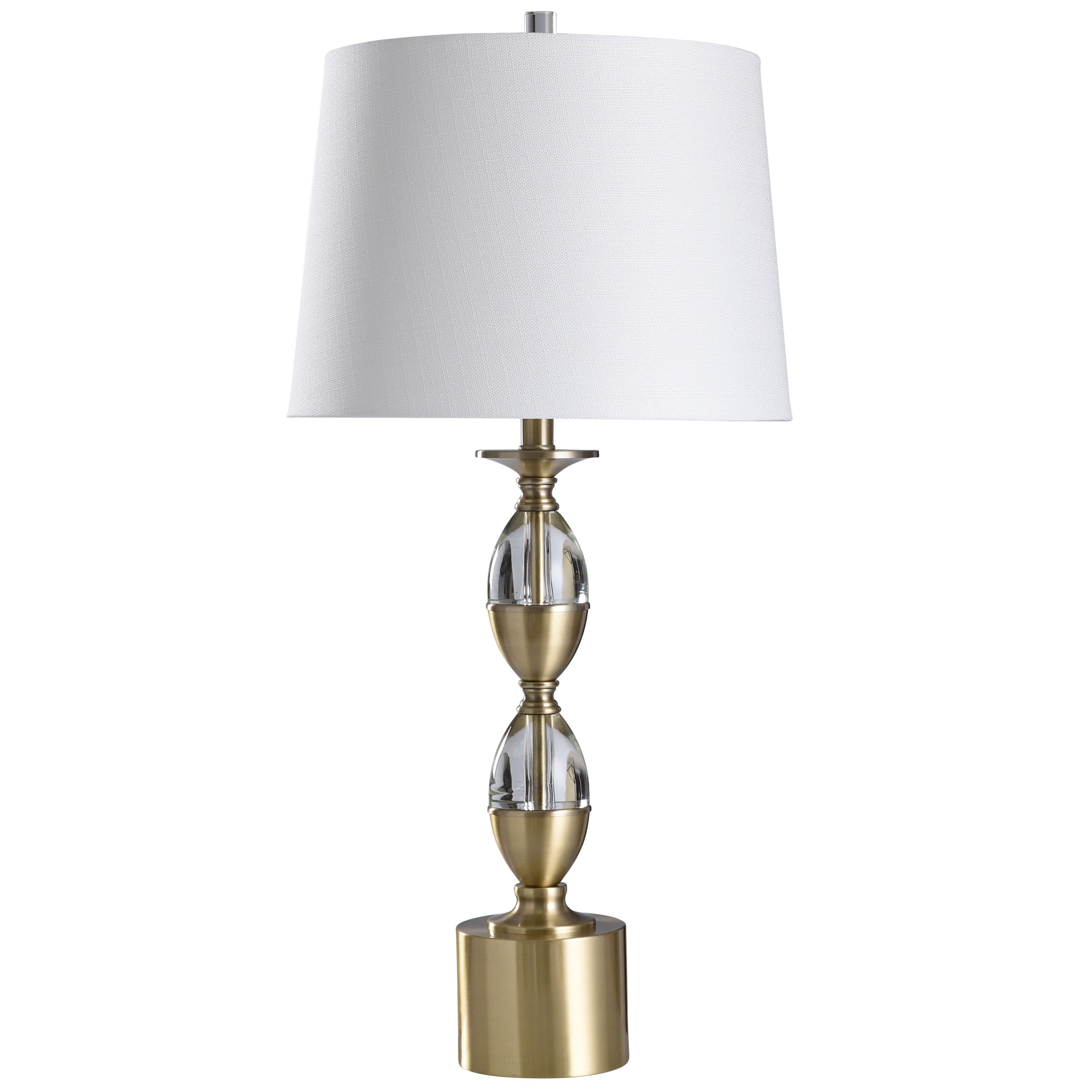 StyleCraft Home Collection L317634DS Matlock 32-in Clear, Brass 3-Way Table Lamp with Fabric Shade