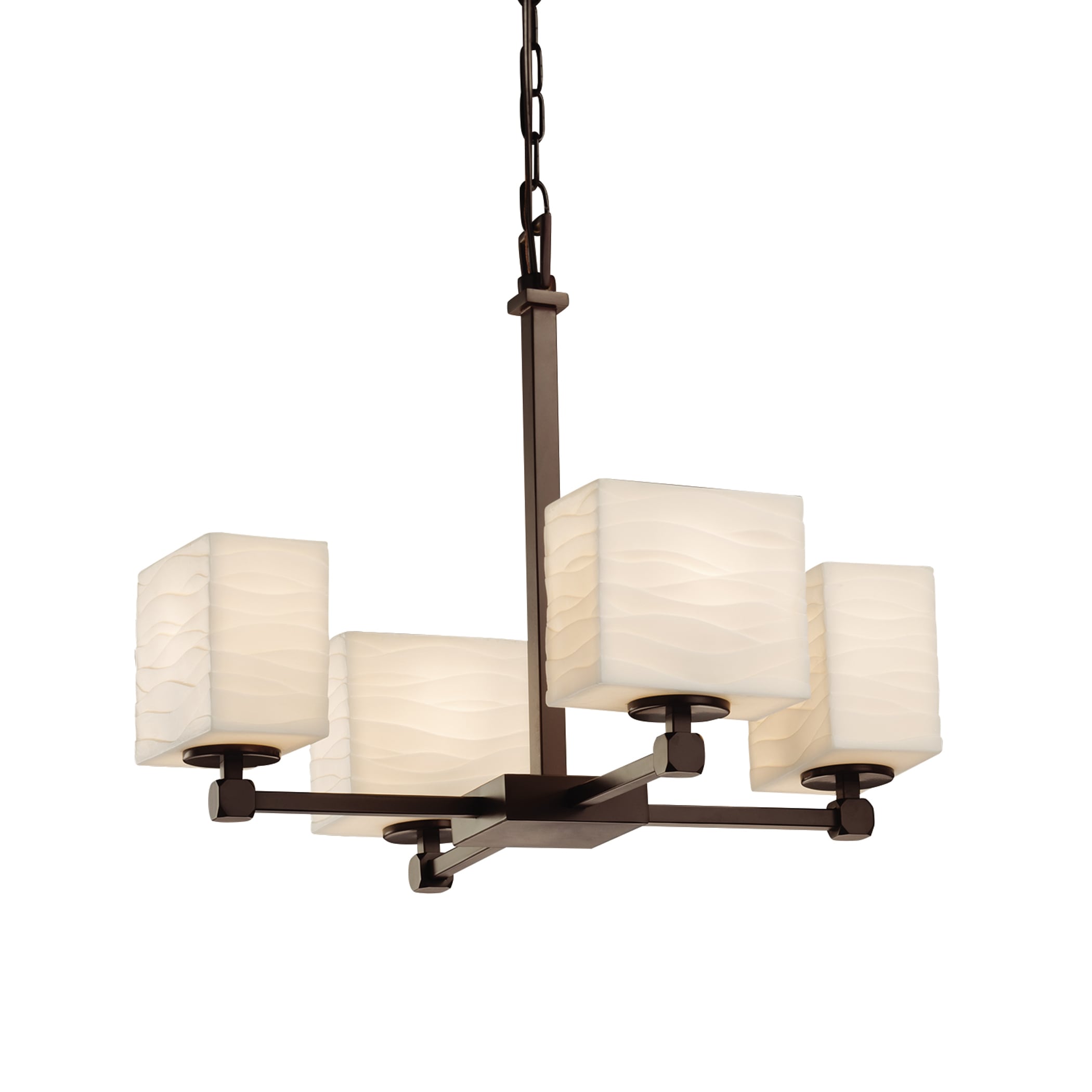Justice Design Group PNA-8420-55-WA-DB-LD Porcelina 4-Light Dark Bronze Transitional LED Damp Rated Chandelier
