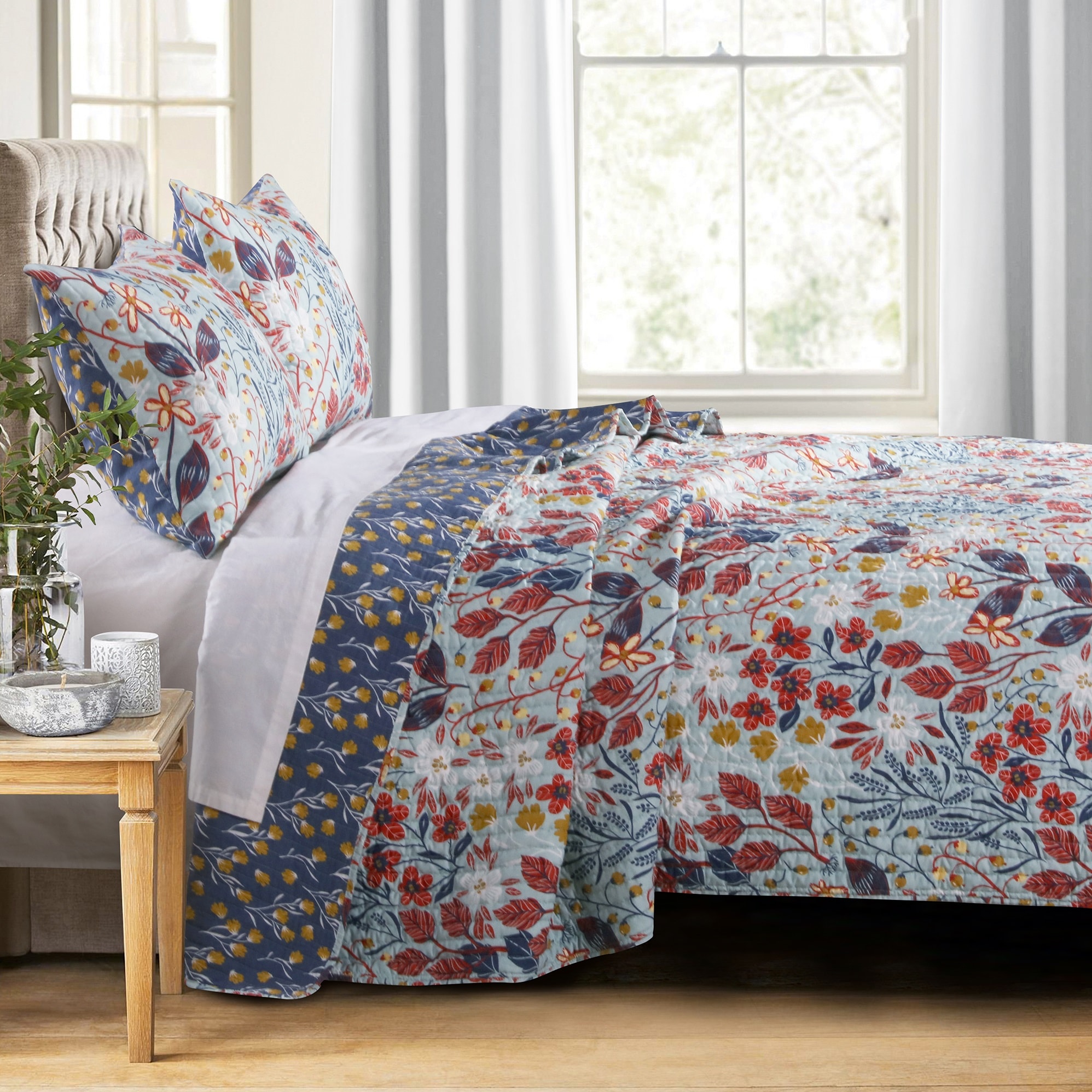 Benzara BM218897 3 -Piece Multicolor King Quilt Set