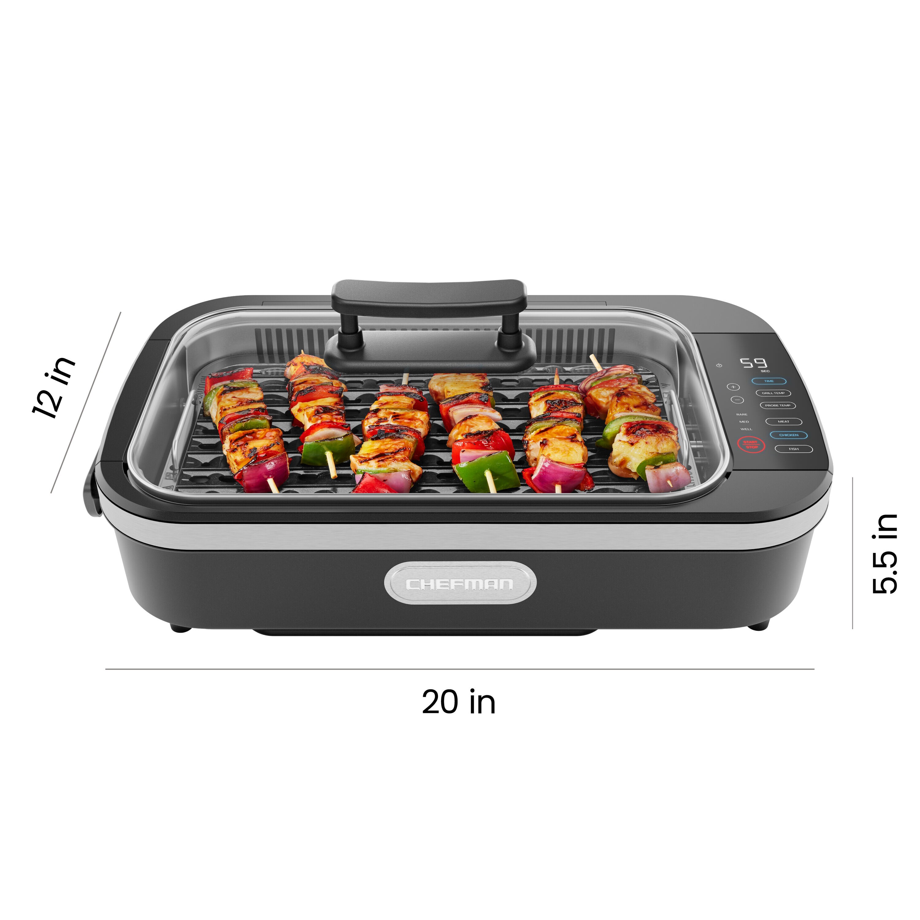 Hamilton Beach Electric Indoor Grill, 6-Serving, Large 90 sq.in. Nonstick  Easy Clean Plates, Floating Hinge for Thicker Foods, 1200W, Stainless  Steel, 25371 