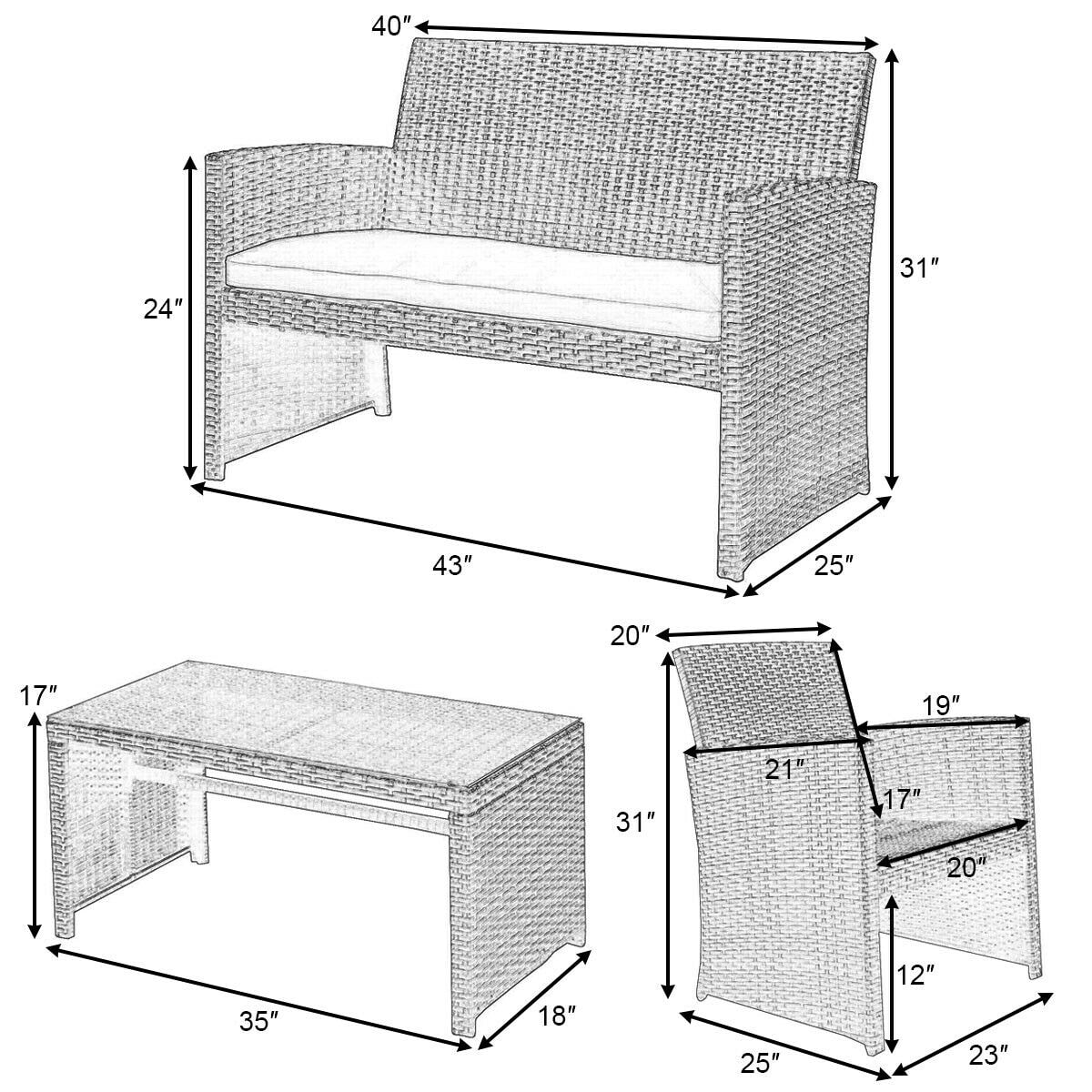 Forclover HBV-859B Patio-Conversation-Sets - View #7