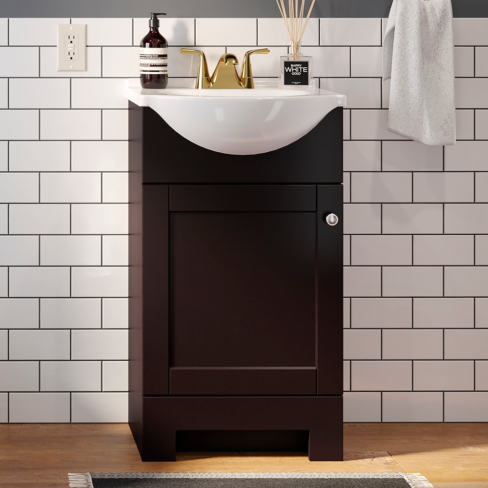 Style Selections CE31E18-SS Euro 18-in Espresso Single Sink Bathroom Vanity with White Cultured Marble Top