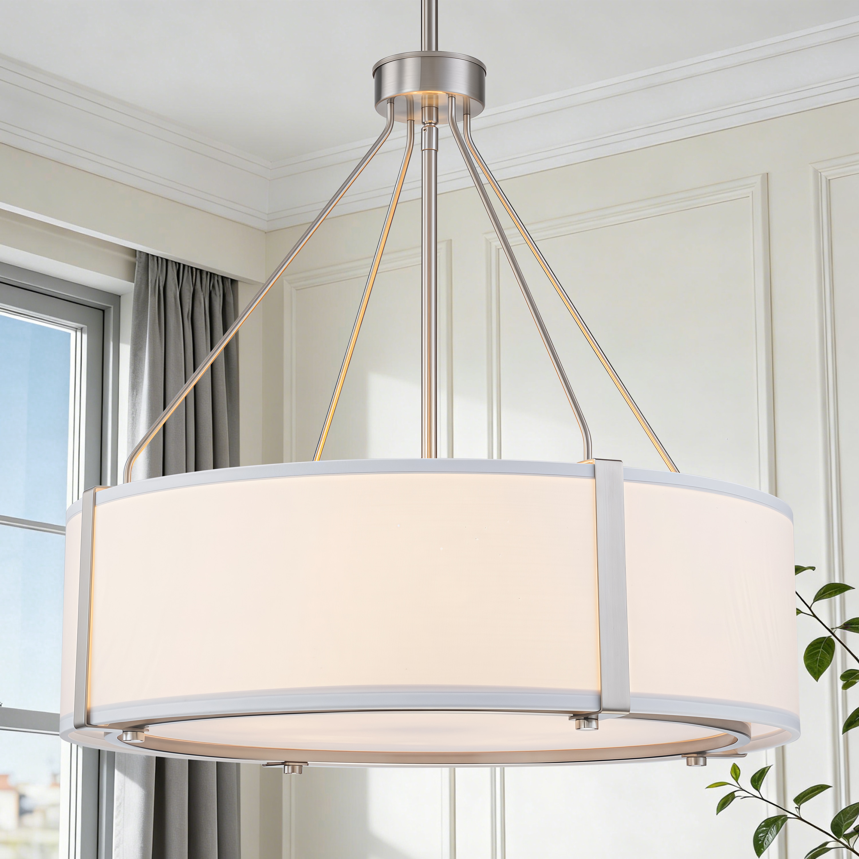 Livex Lighting Meridian 5-Light Off White/Brushed Nickel Modern