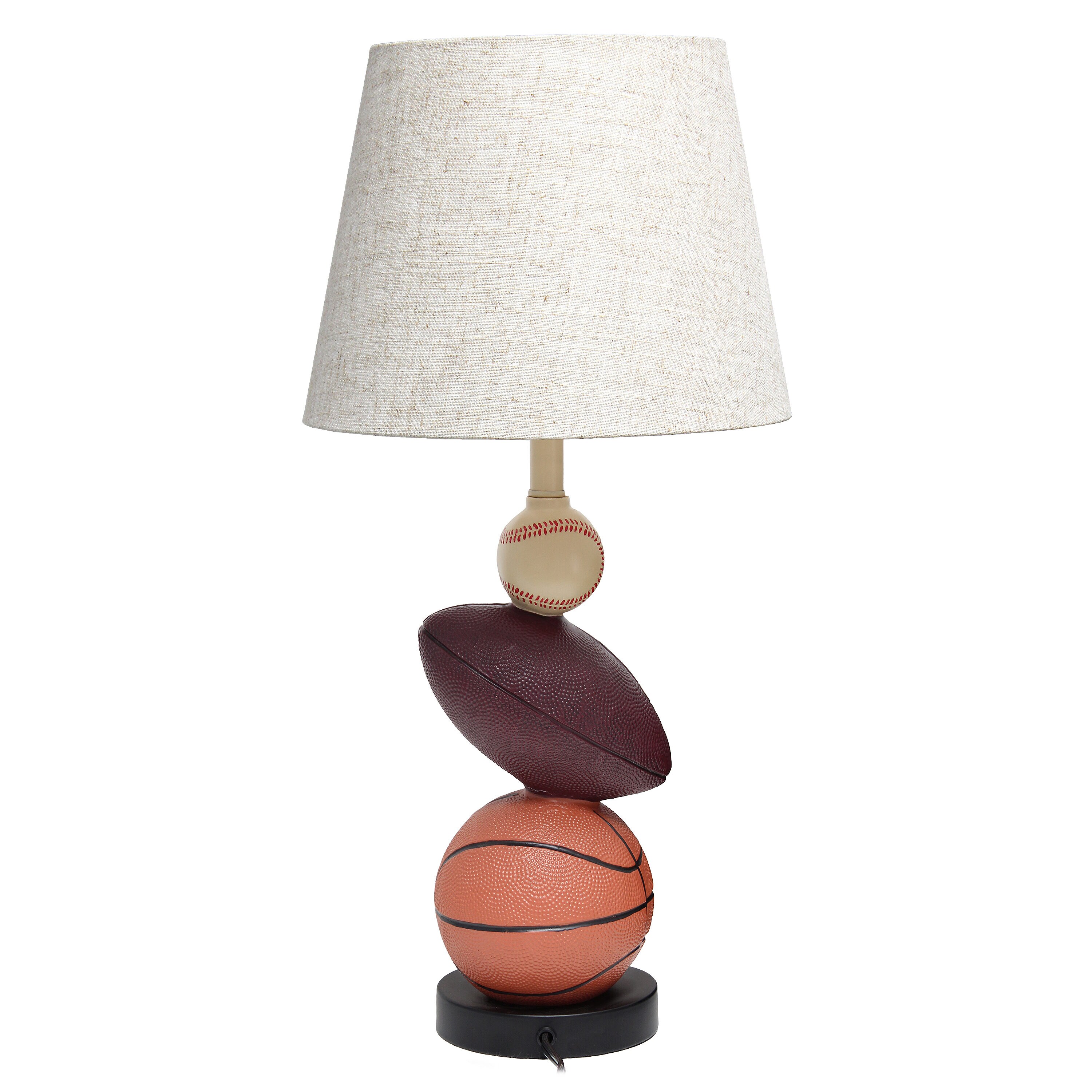 22" White Polyresin Sports Combo Table Lamp for Kids