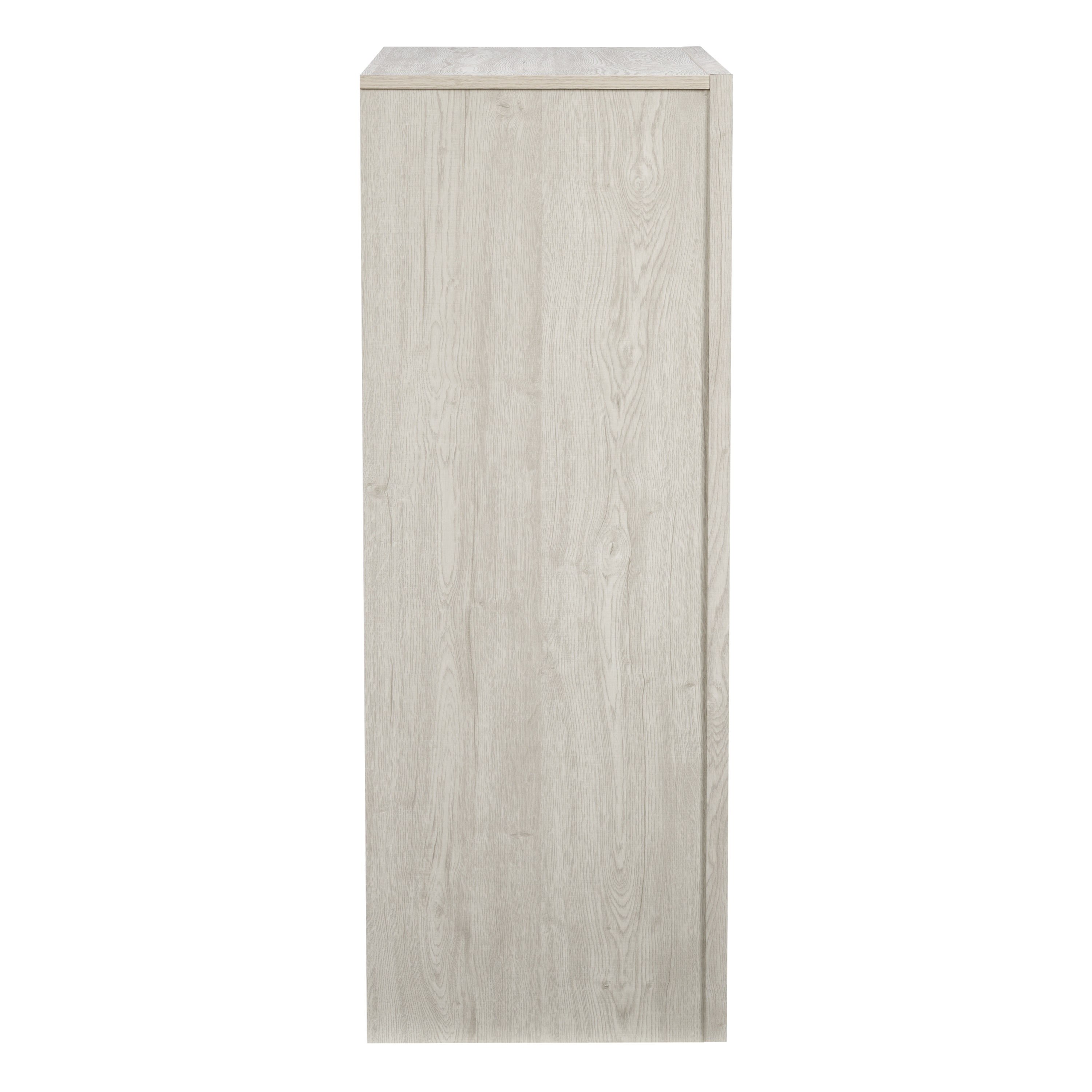 Mid-Century White Washed Oak Tall 5-Drawer Dresser