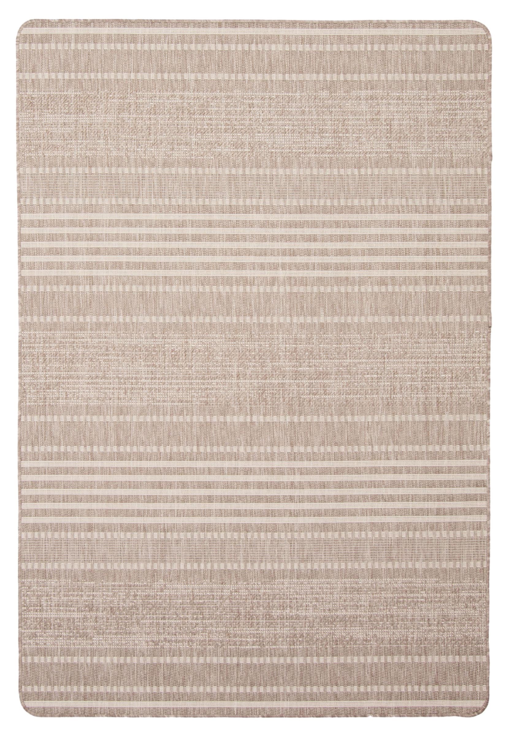 ECARPETGALLERY 353507 4 x 6 (ft) Polypropylene Taupe Rectangular Indoor Stripe Area rug