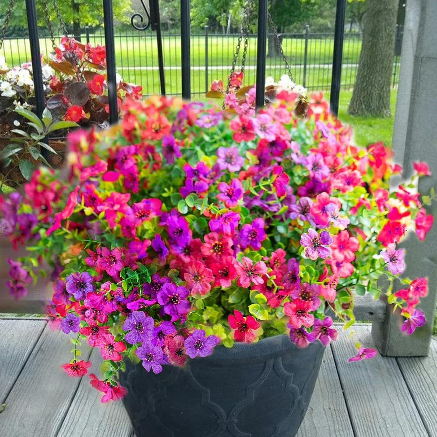 Shareconn 12 Bundle Artificial Outdoor Flowers UV Resistant Fade-Proof Faux Silk Blooms for Garden Porch Window Box Planters and Hanging Baskets