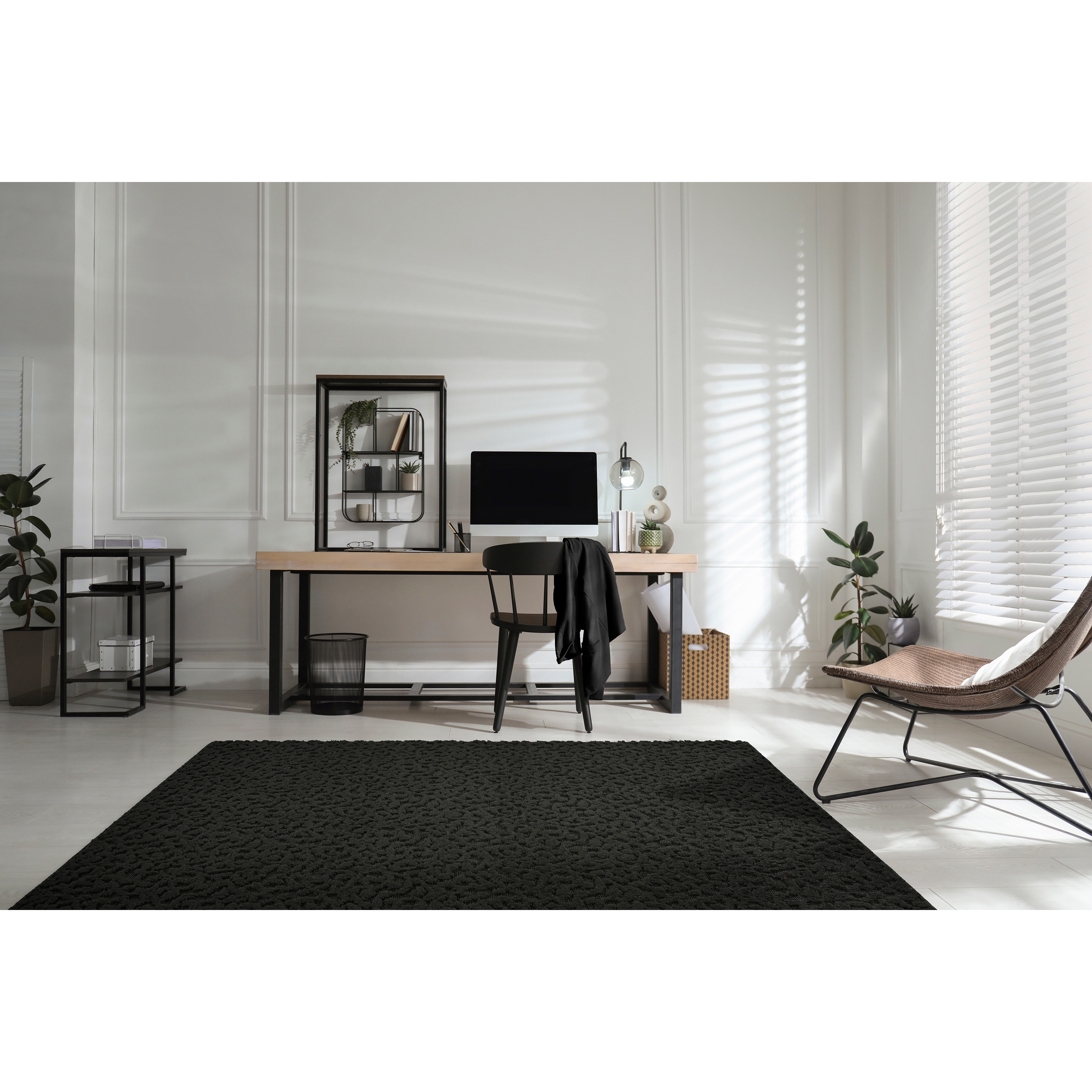 Garland Rug CL010N09612015 Ivy 8 x 10 (ft) Tufted Polypropylene Black Rectangular Indoor Floral/Botanical Farmhouse/Cottage Area rug