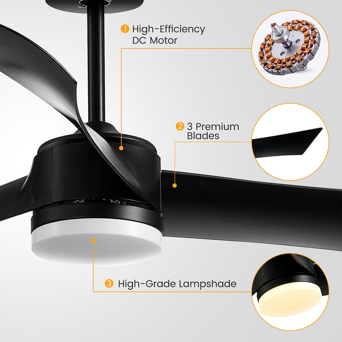 WELLFOR DFJ10186US-BK Ceiling-Fans - View #3