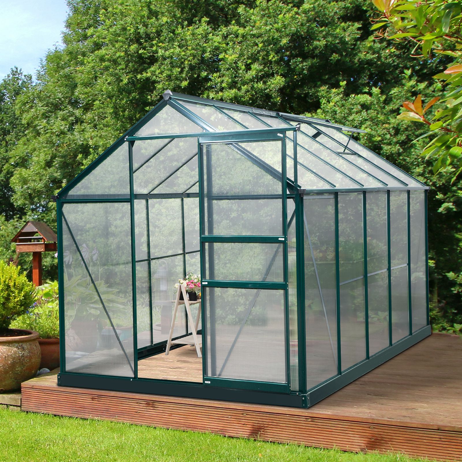 Outsunny 10-ft L x 6-ft W x 7-ft H Green Greenhouse in the Greenhouses ...