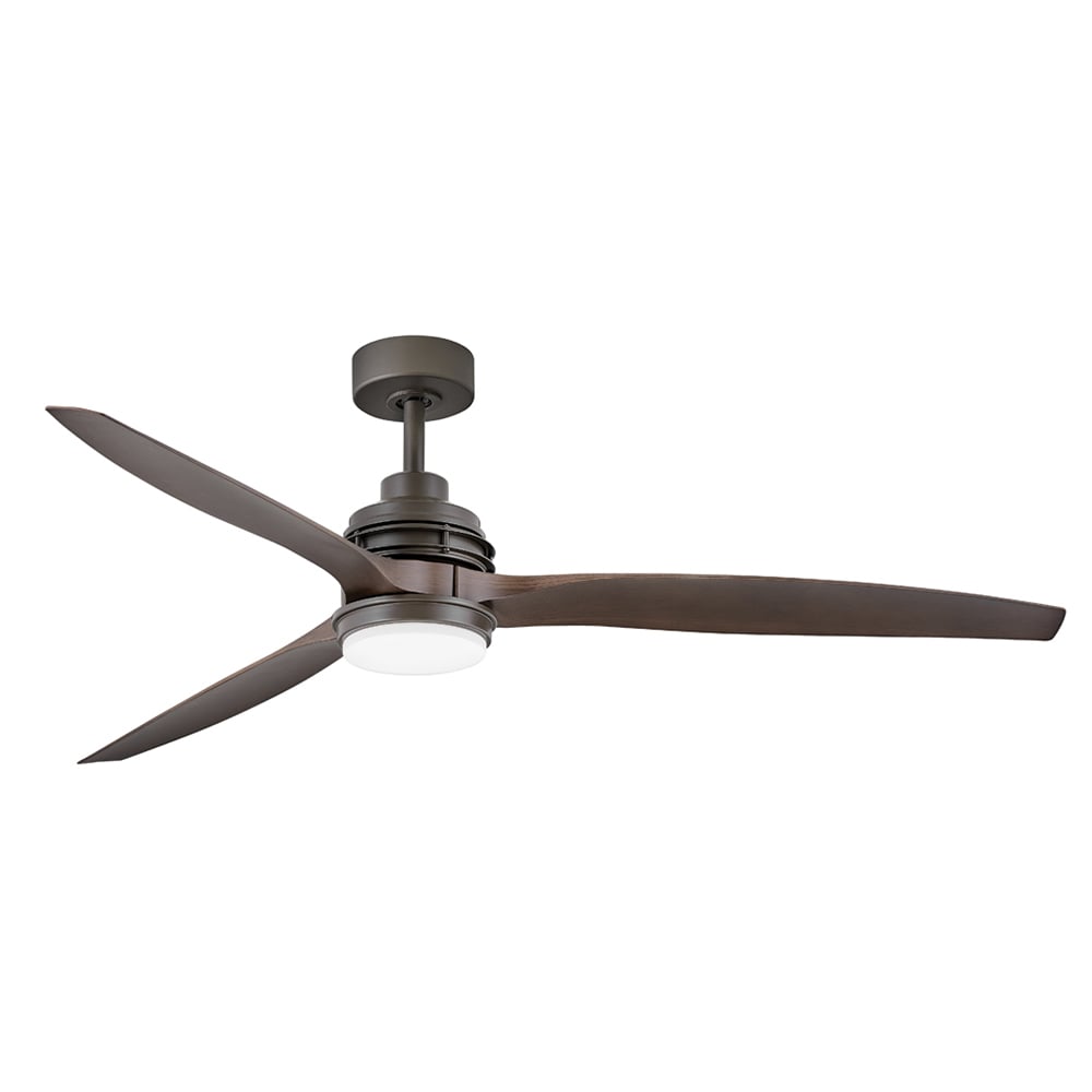 Hinkley Artiste 60-in Metallic Matte Bronze with Walnut Blades Integrated LED Indoor/Outdoor Smart Ceiling Fan with Light and Remote (3-Blade) 900160FMM-LWD Sansujyuku sansujyuku.com