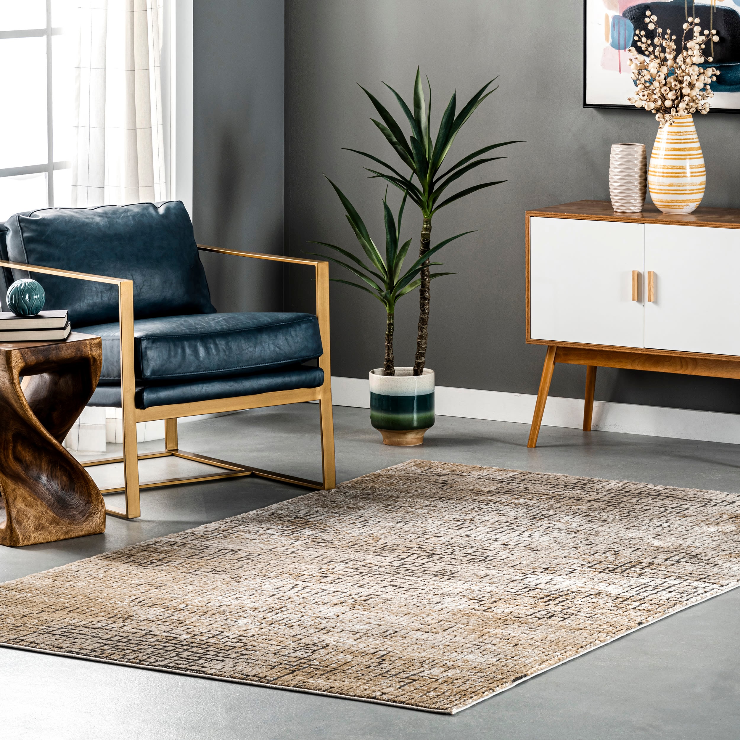 nuLOOM RZUM11A-8010 Chloe 8 x 10 (ft) Loomed Polypropylene Beige Rectangular Indoor Abstract Vacuum regularly Area rug